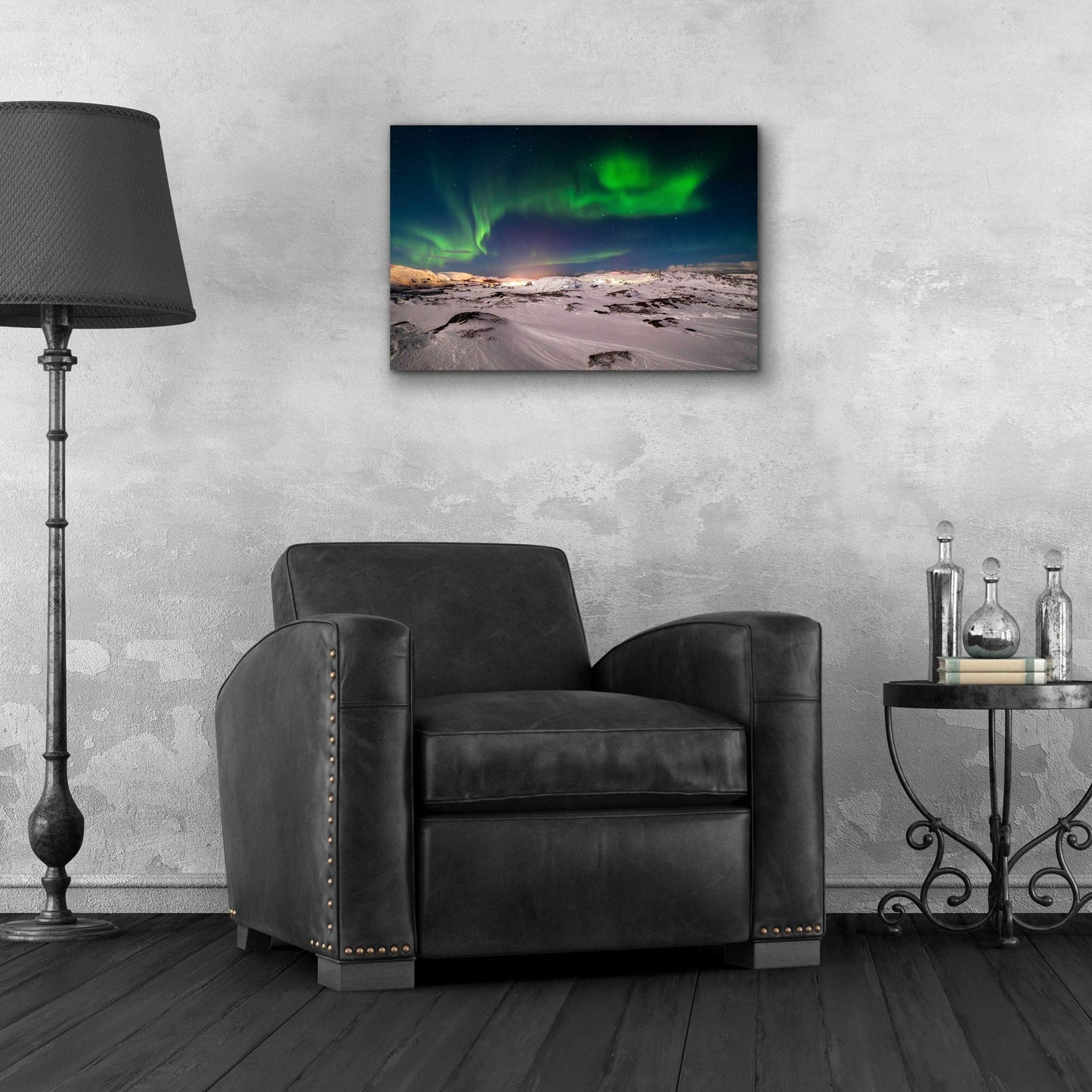 Epic Art 'Northern Lights On The Arctic Ocean Shore 2' by Epic Portfolio, Acrylic Glass Wall Art,24x16