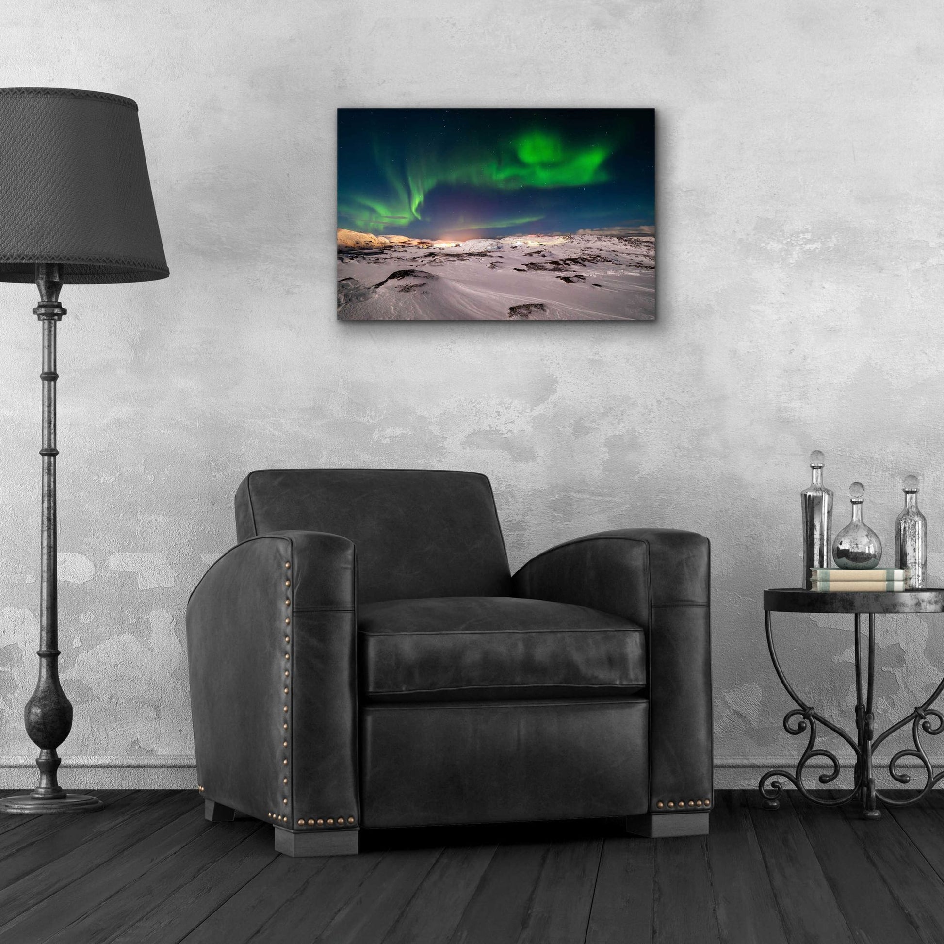 Epic Art 'Northern Lights On The Arctic Ocean Shore 2' by Epic Portfolio, Acrylic Glass Wall Art,24x16