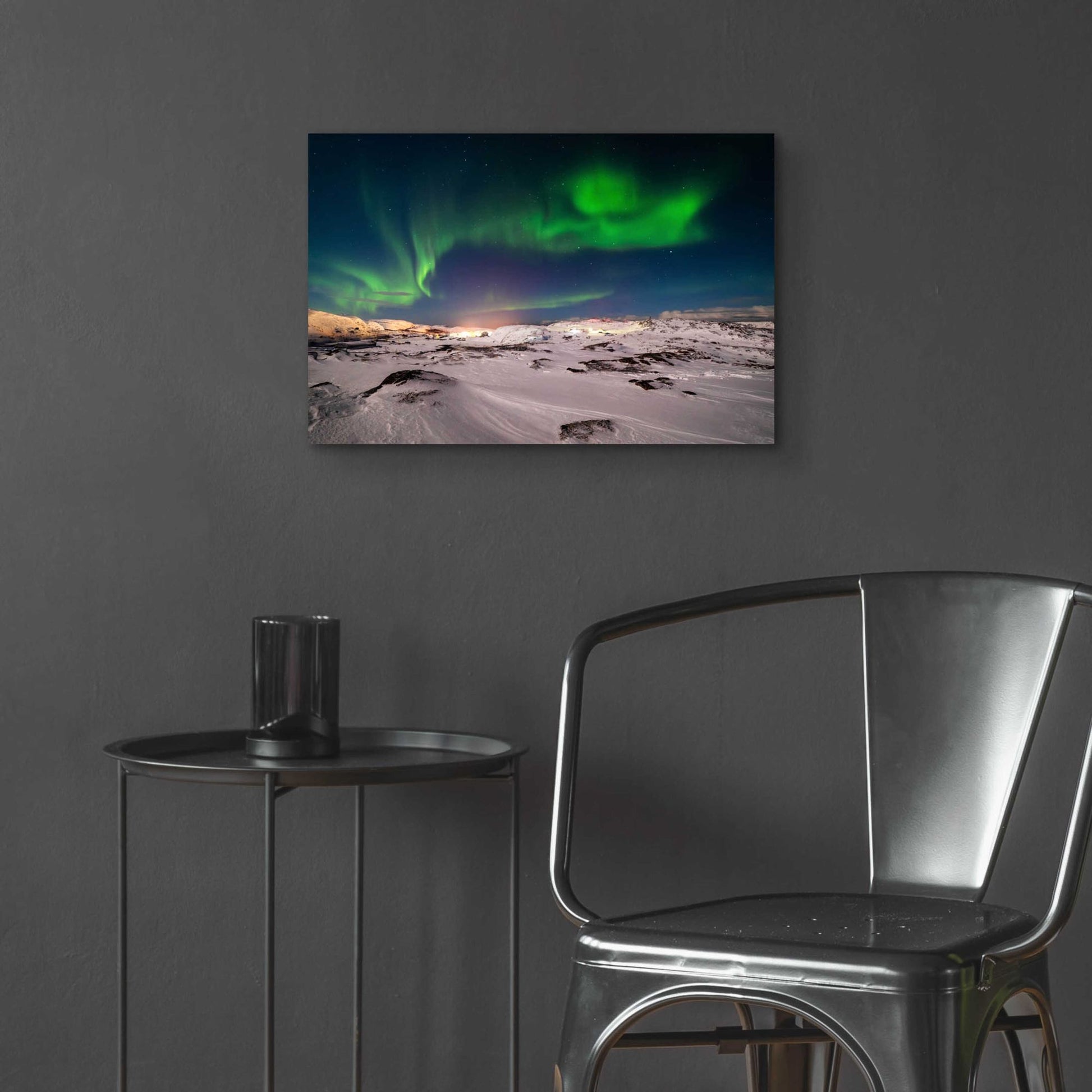 Epic Art 'Northern Lights On The Arctic Ocean Shore 2' by Epic Portfolio, Acrylic Glass Wall Art,24x16