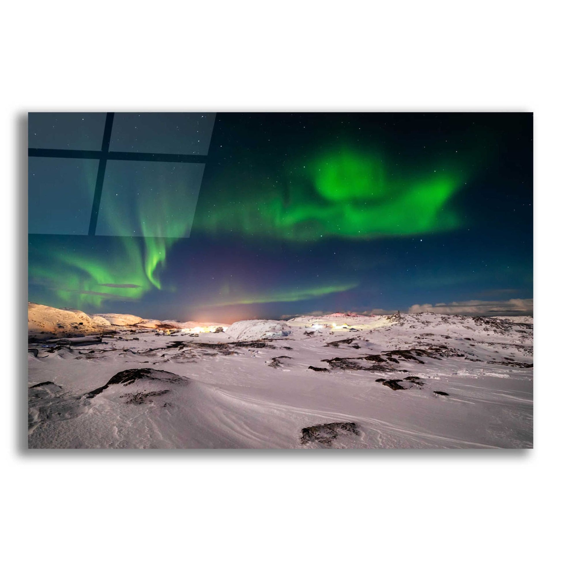 Epic Art 'Northern Lights On The Arctic Ocean Shore 2' by Epic Portfolio, Acrylic Glass Wall Art,24x16