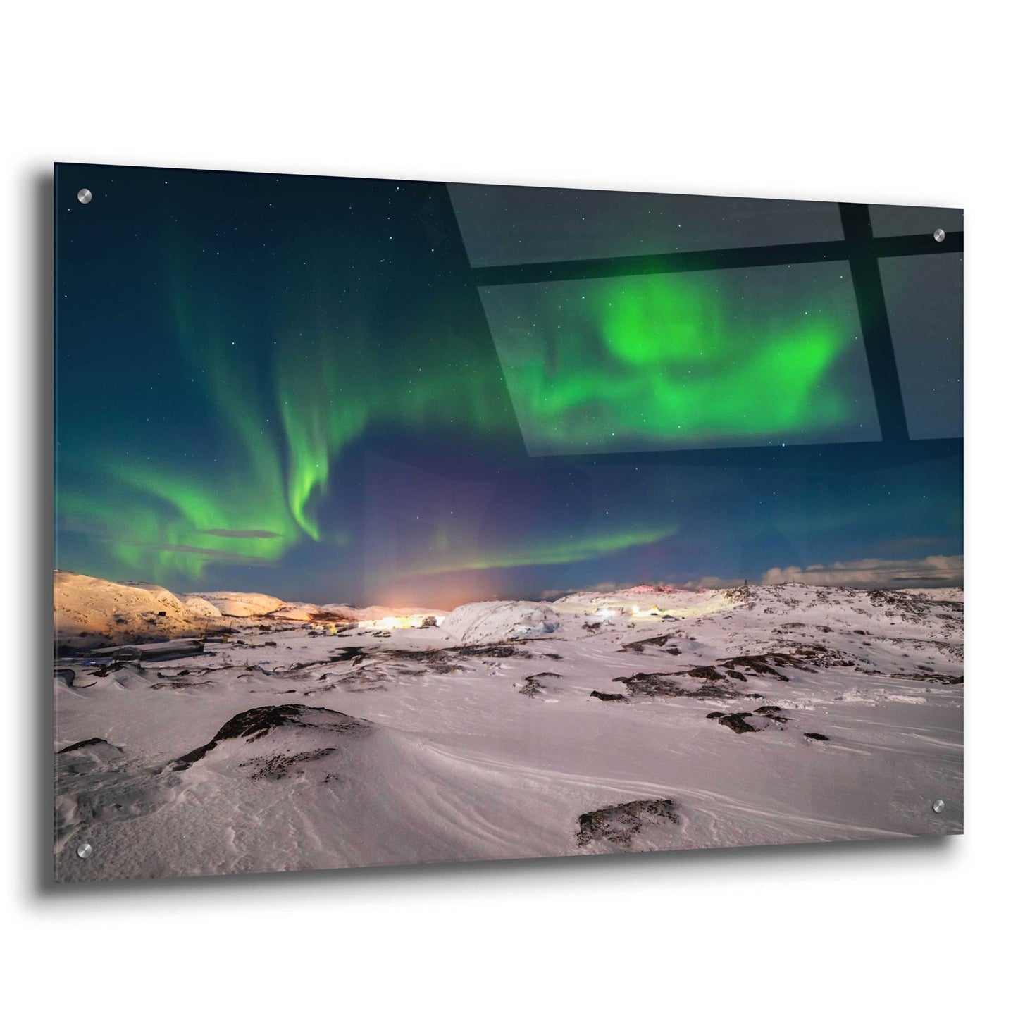 Epic Art 'Northern Lights On The Arctic Ocean Shore 2' by Epic Portfolio, Acrylic Glass Wall Art,36x24