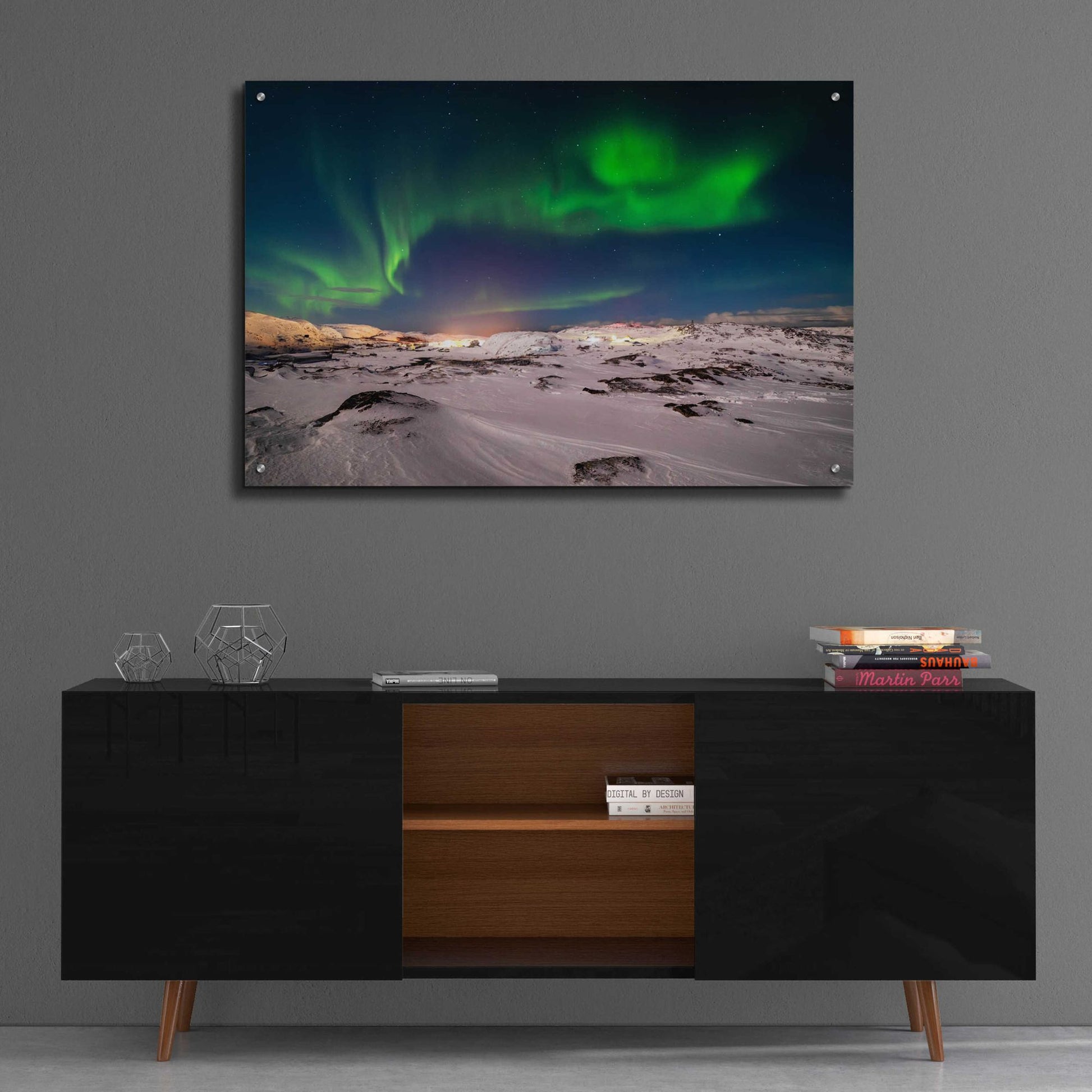 Epic Art 'Northern Lights On The Arctic Ocean Shore 2' by Epic Portfolio, Acrylic Glass Wall Art,36x24