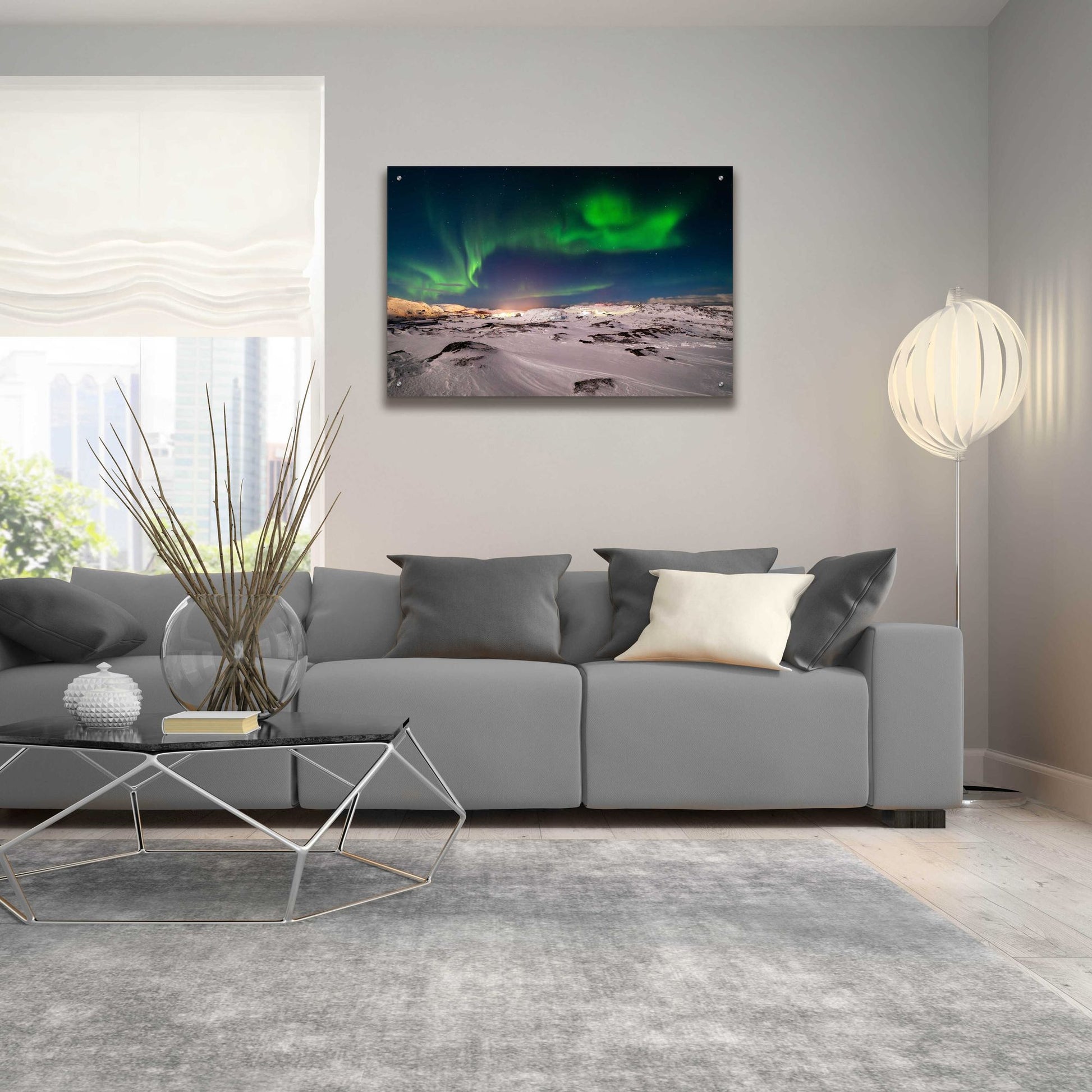 Epic Art 'Northern Lights On The Arctic Ocean Shore 2' by Epic Portfolio, Acrylic Glass Wall Art,36x24