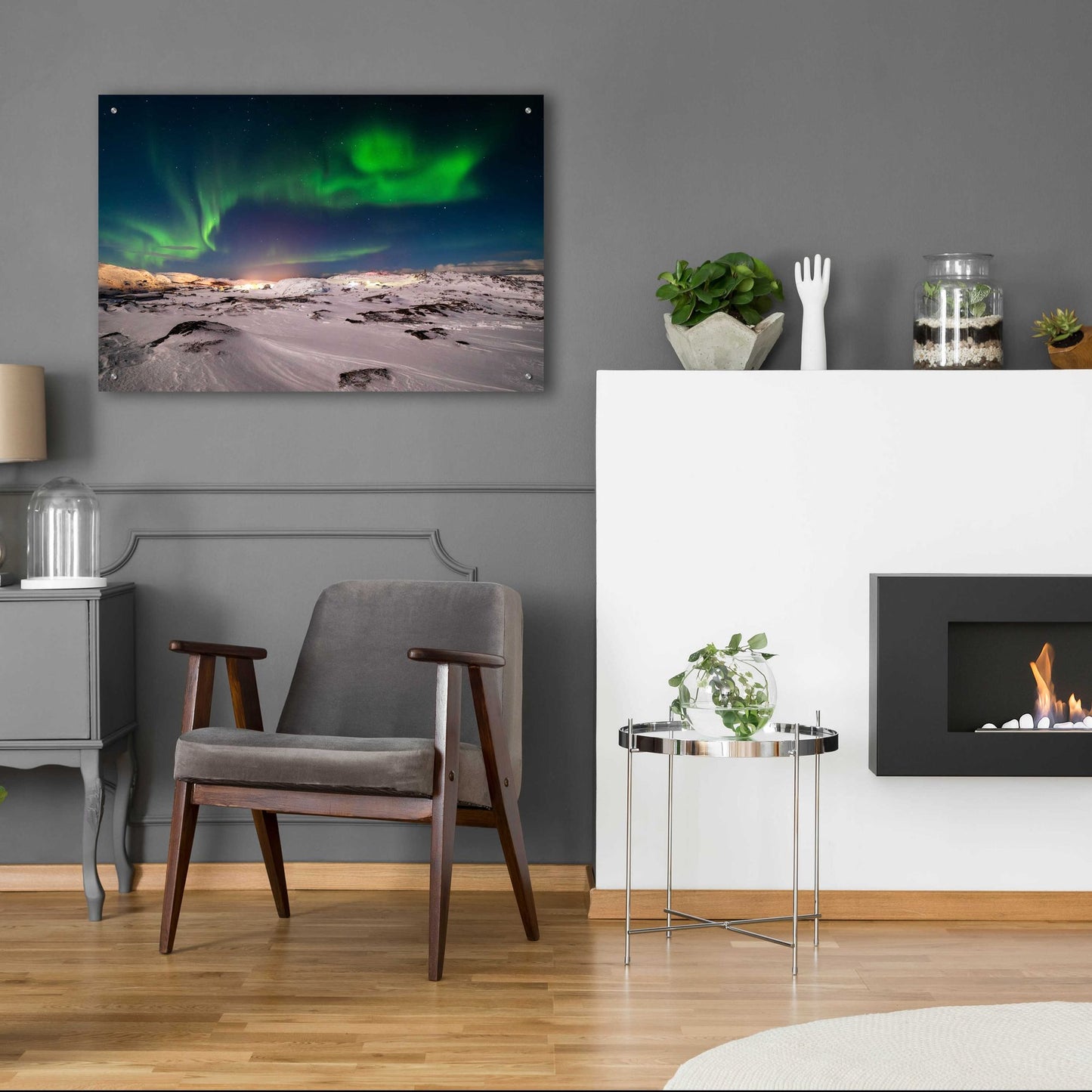 Epic Art 'Northern Lights On The Arctic Ocean Shore 2' by Epic Portfolio, Acrylic Glass Wall Art,36x24