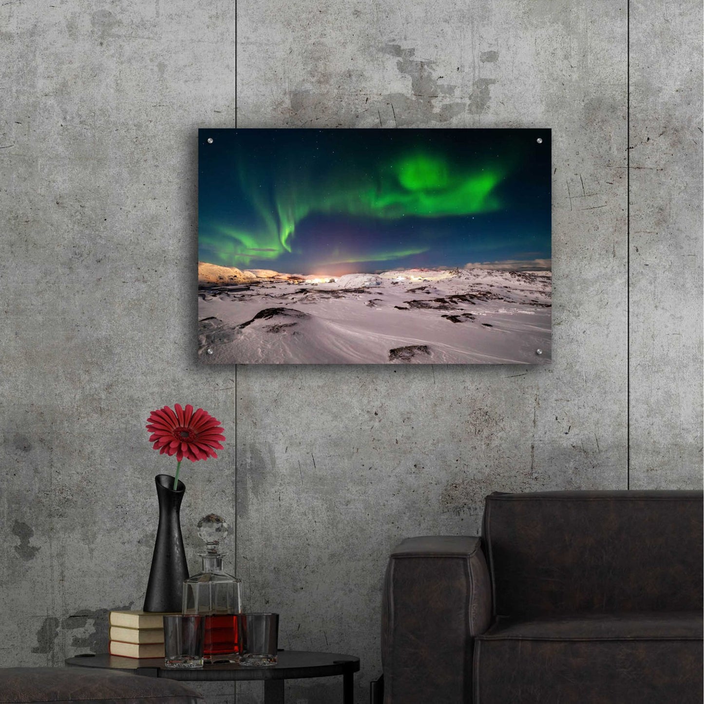 Epic Art 'Northern Lights On The Arctic Ocean Shore 2' by Epic Portfolio, Acrylic Glass Wall Art,36x24