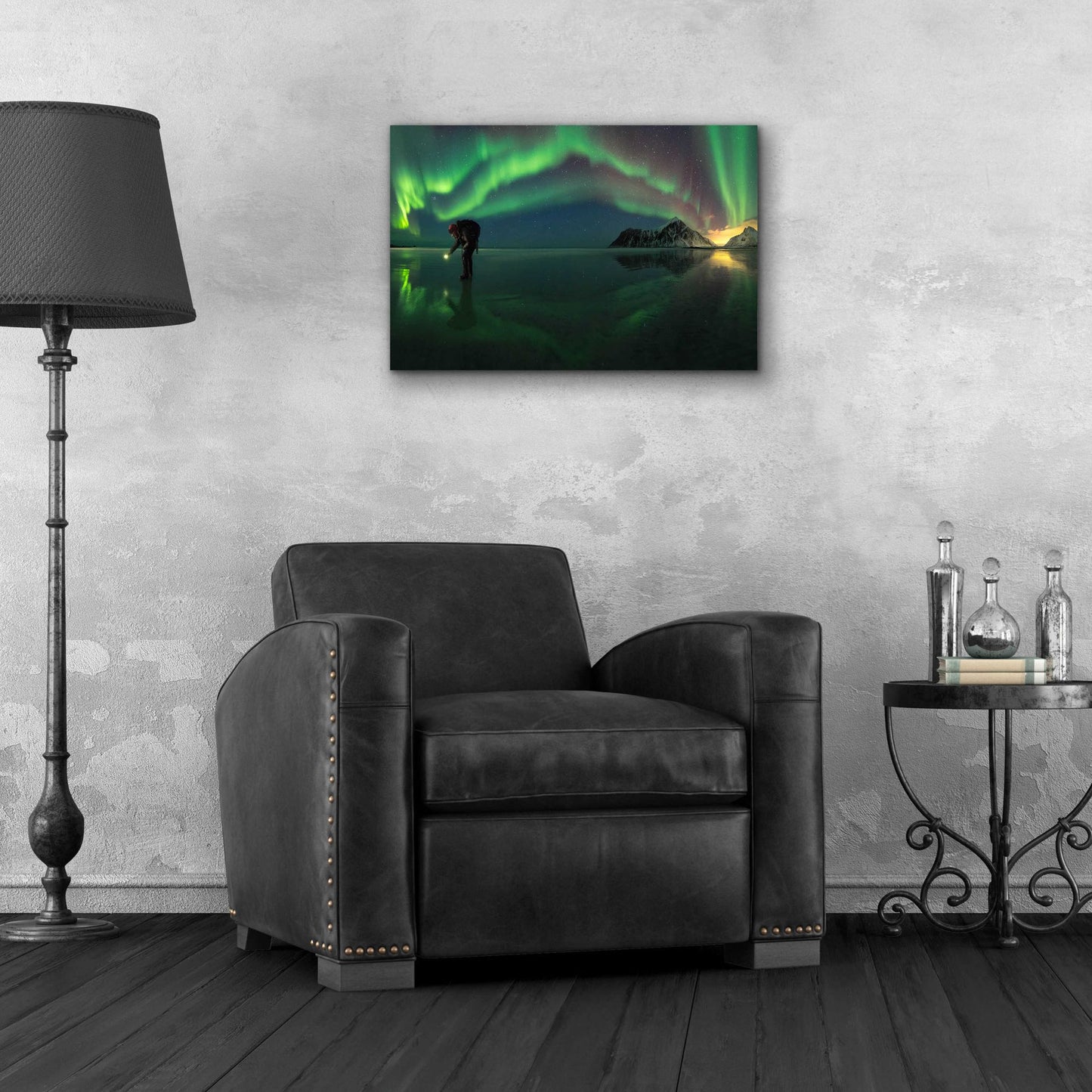 Epic Art 'Person On Ice During Northern Lights' by Epic Portfolio, Acrylic Glass Wall Art,24x16