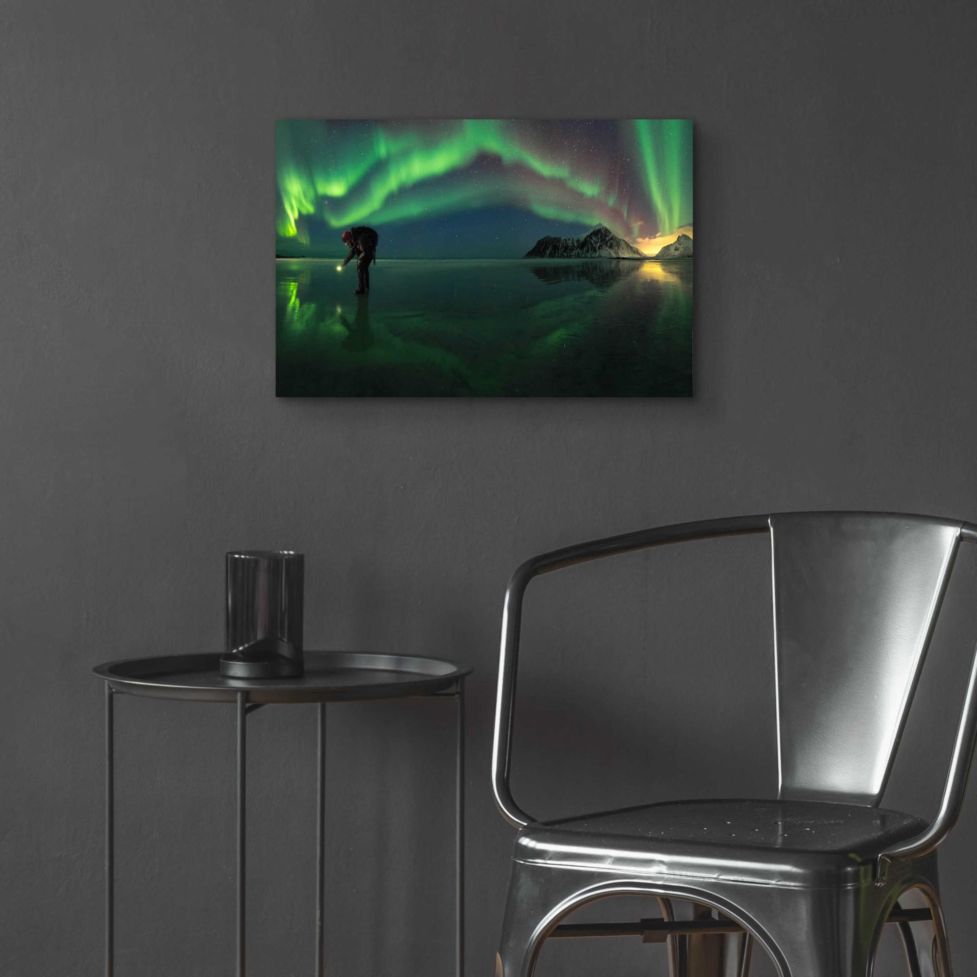 Epic Art 'Person On Ice During Northern Lights' by Epic Portfolio, Acrylic Glass Wall Art,24x16