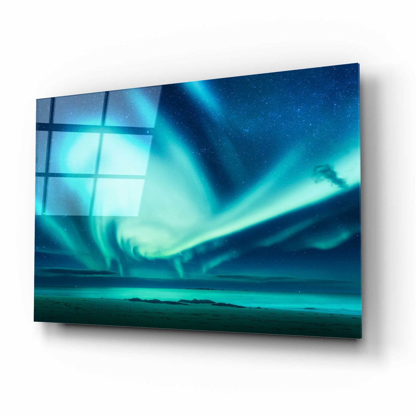 Epic Art 'Polar Lights Above The Sea Green Northern Lights' by Epic Portfolio, Acrylic Glass Wall Art,16x12