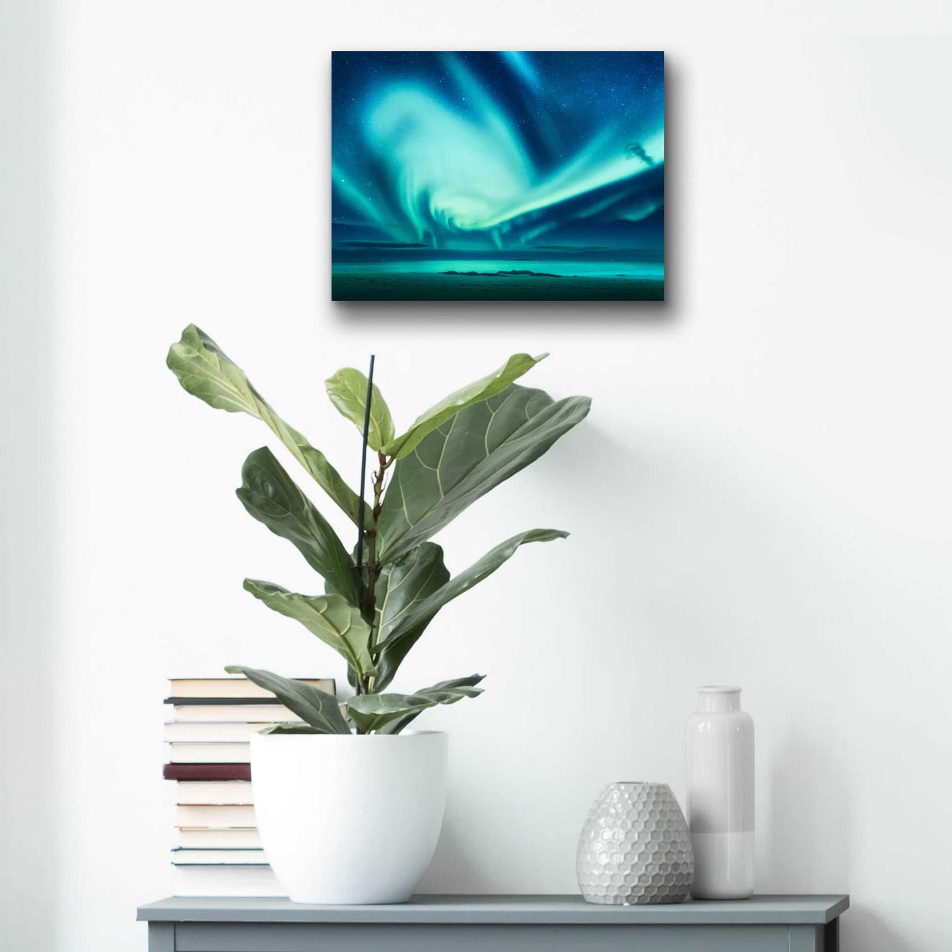 Epic Art 'Polar Lights Above The Sea Green Northern Lights' by Epic Portfolio, Acrylic Glass Wall Art,16x12