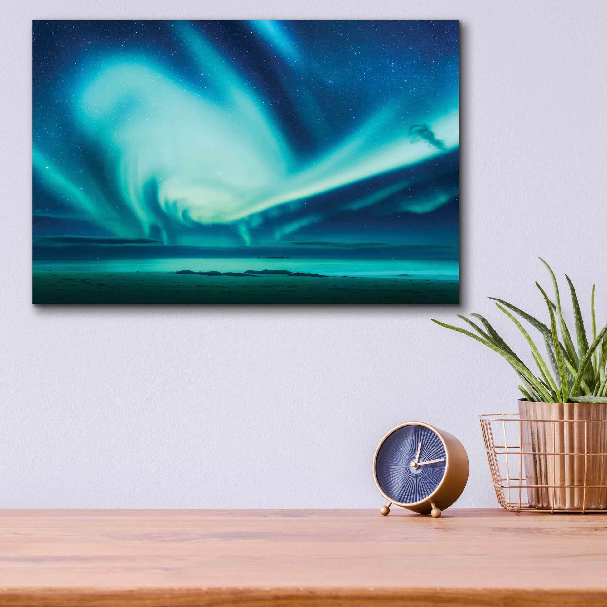 Epic Art 'Polar Lights Above The Sea Green Northern Lights' by Epic Portfolio, Acrylic Glass Wall Art,16x12