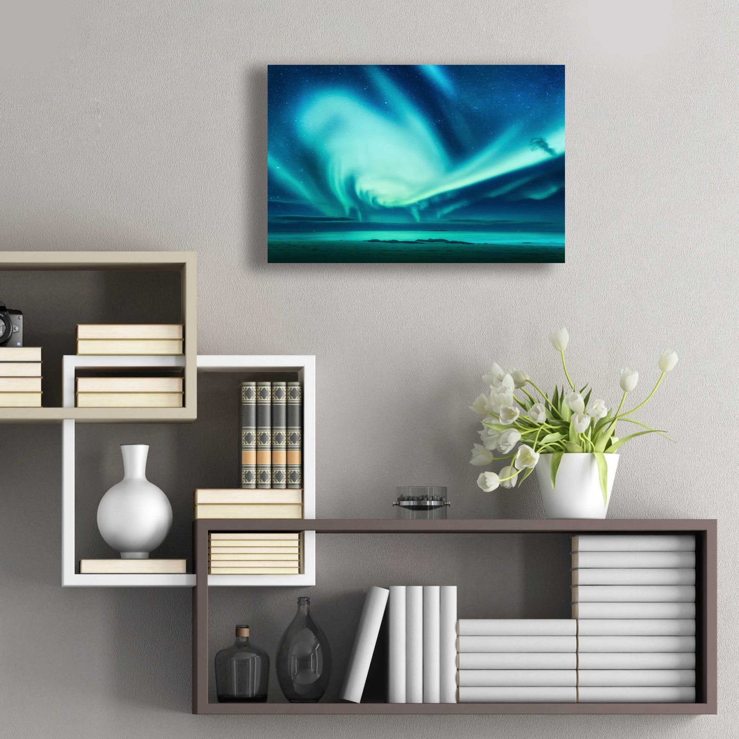 Epic Art 'Polar Lights Above The Sea Green Northern Lights' by Epic Portfolio, Acrylic Glass Wall Art,24x16