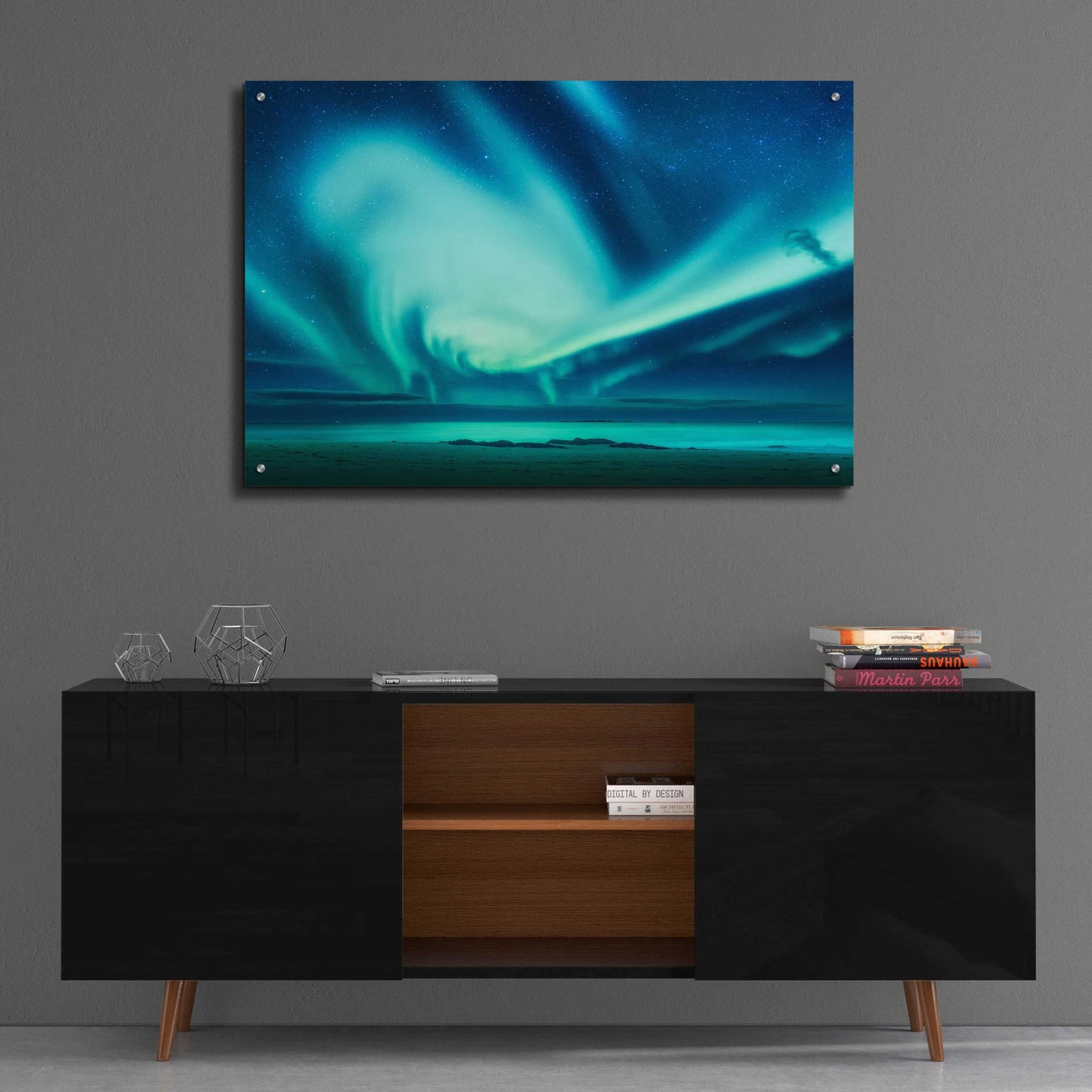 Epic Art 'Polar Lights Above The Sea Green Northern Lights' by Epic Portfolio, Acrylic Glass Wall Art,36x24