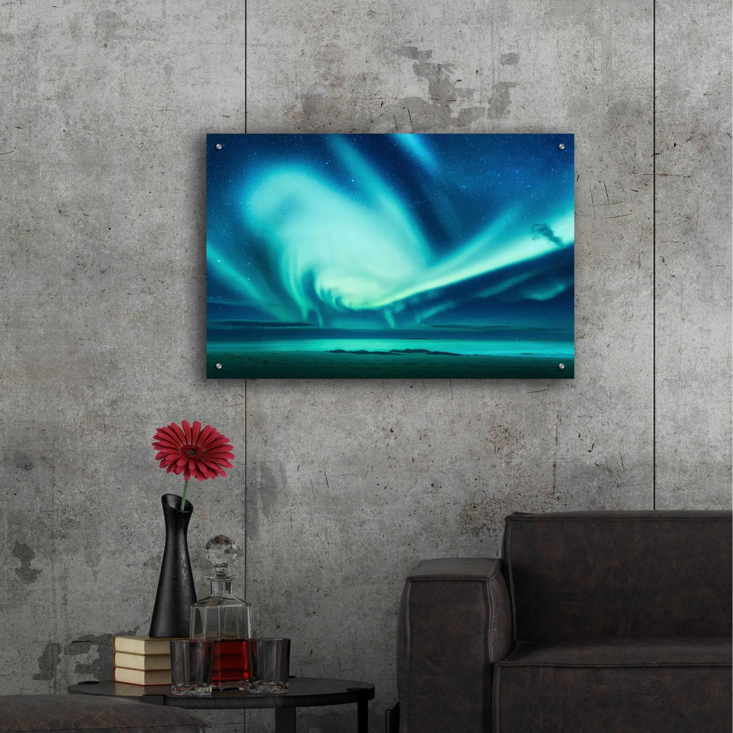 Epic Art 'Polar Lights Above The Sea Green Northern Lights' by Epic Portfolio, Acrylic Glass Wall Art,36x24