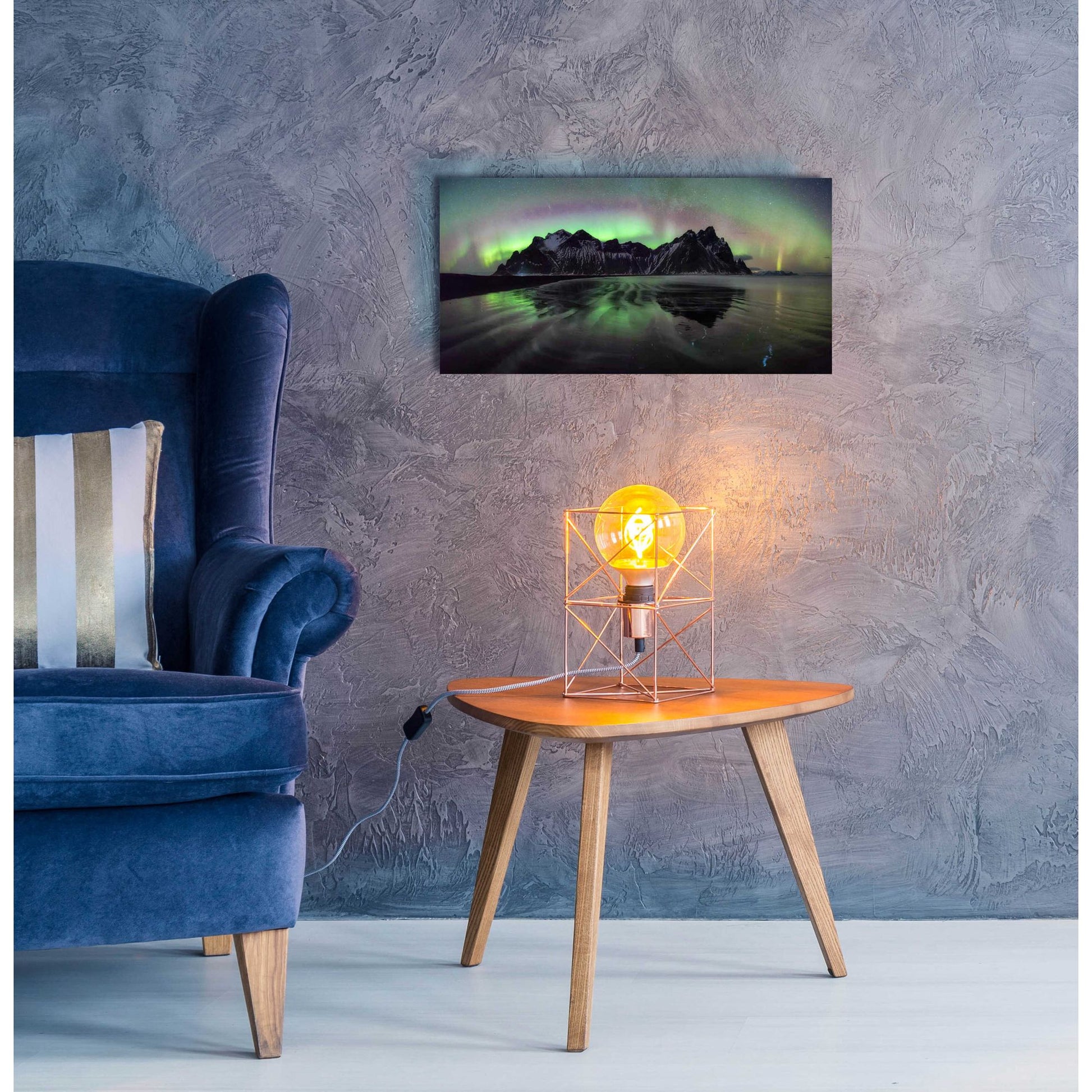 Epic Art 'Water And Mountain During Northern Lights' by Epic Portfolio, Acrylic Glass Wall Art,24x12