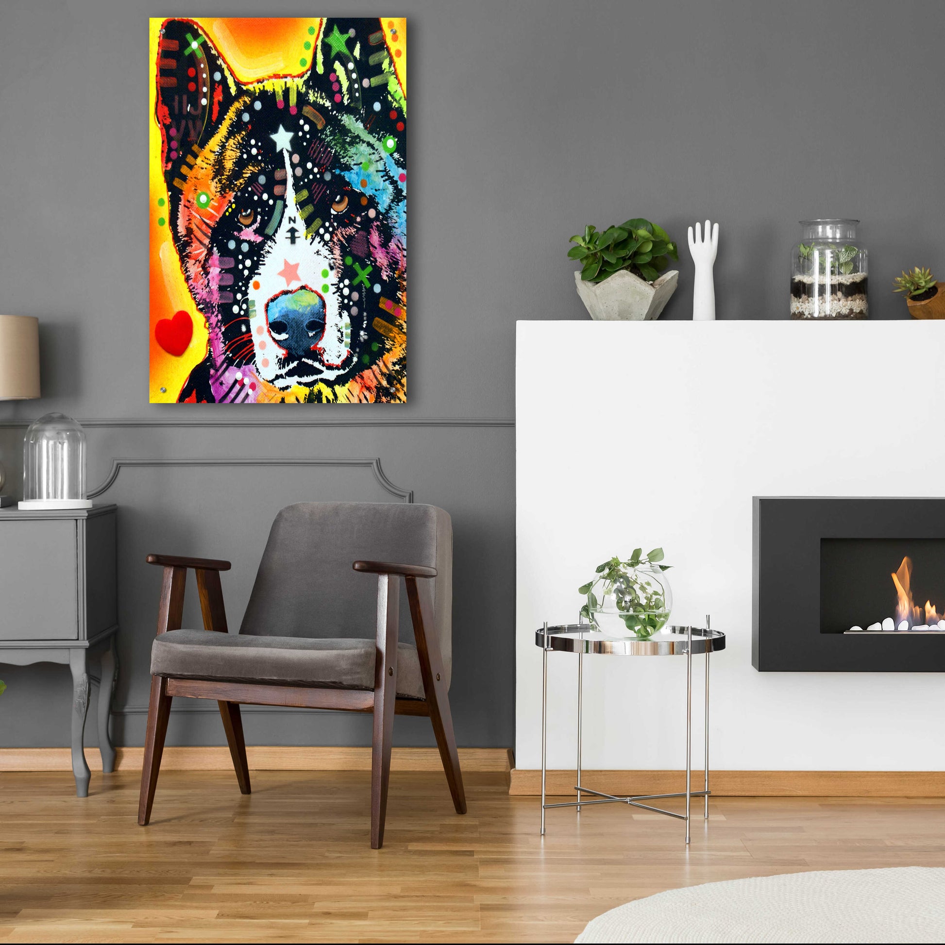 Epic Art 'Akita 1' by Dean Russo, Acrylic Glass Wall Art,24x36