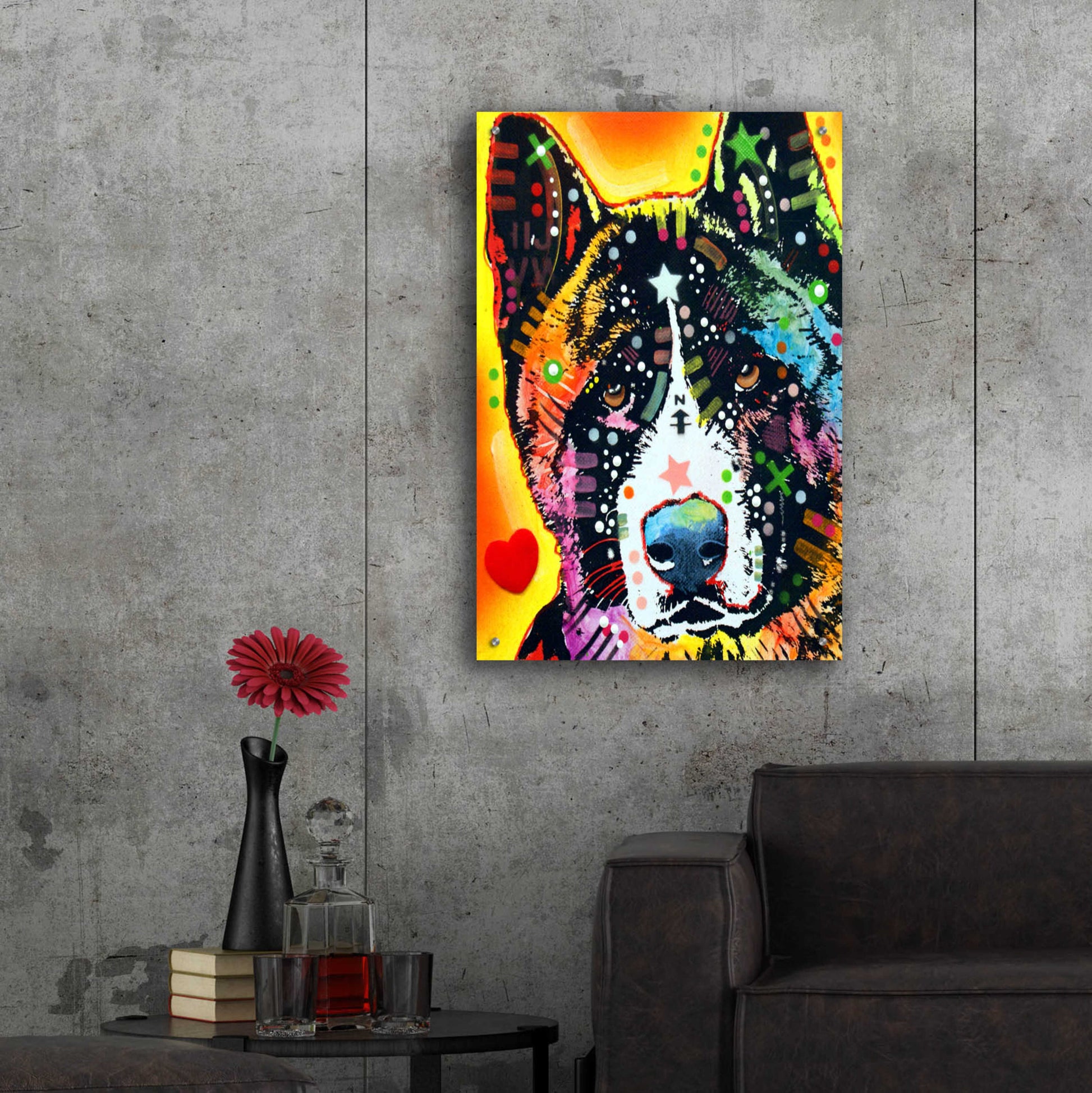 Epic Art 'Akita 1' by Dean Russo, Acrylic Glass Wall Art,24x36