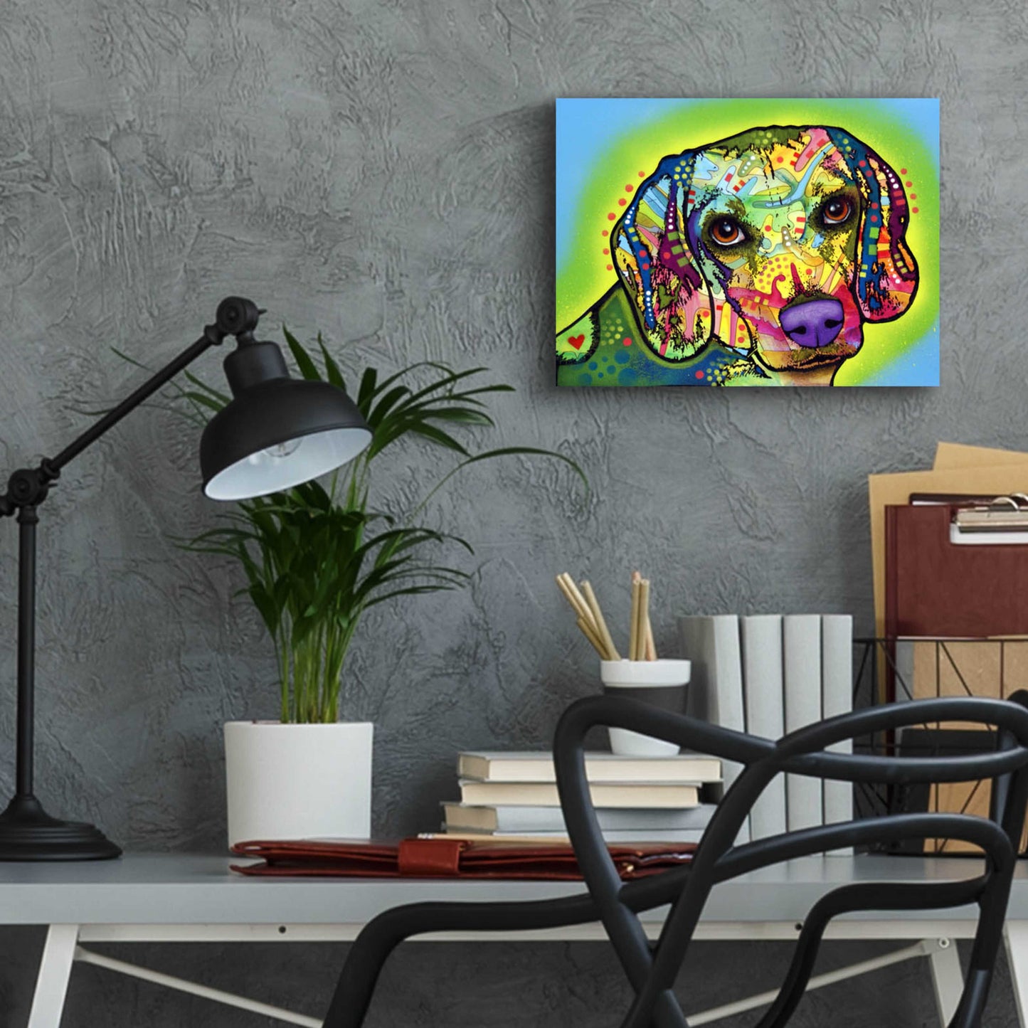 Epic Art 'Beagle' by Dean Russo, Acrylic Glass Wall Art,16x12