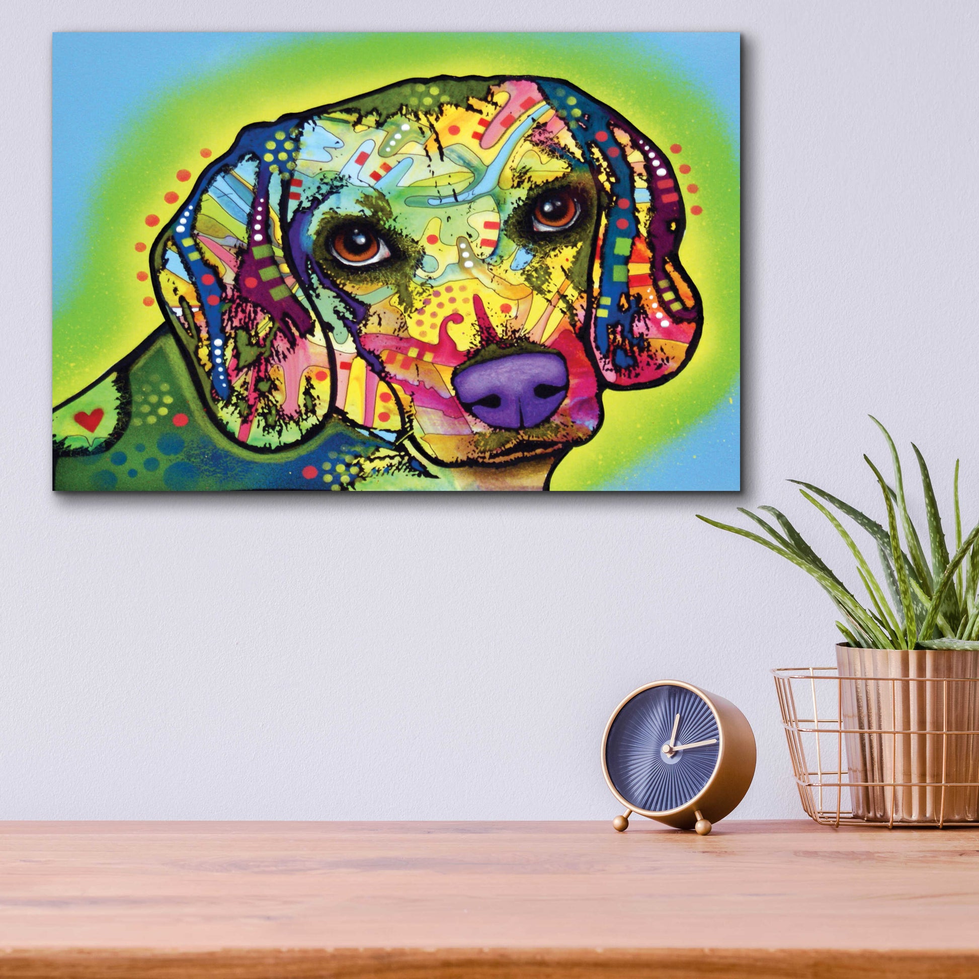 Epic Art 'Beagle' by Dean Russo, Acrylic Glass Wall Art,16x12