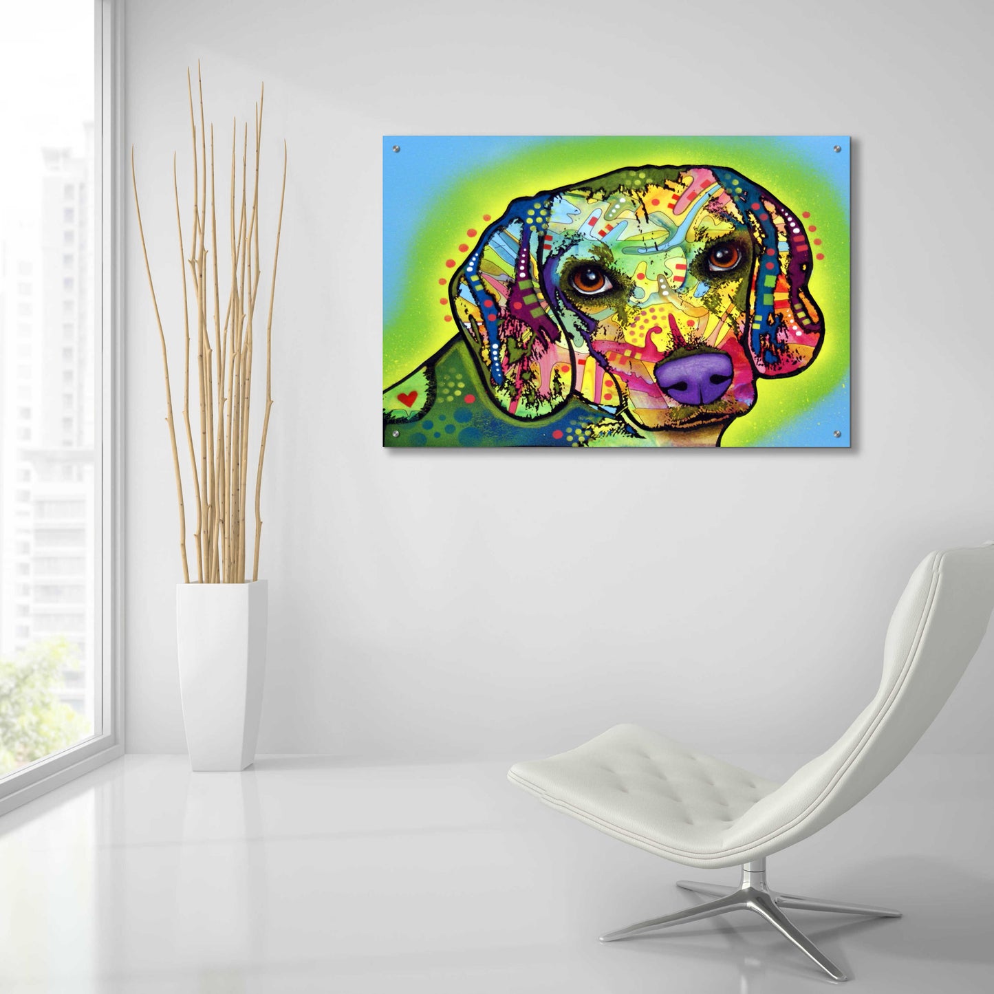 Epic Art 'Beagle' by Dean Russo, Acrylic Glass Wall Art,36x24