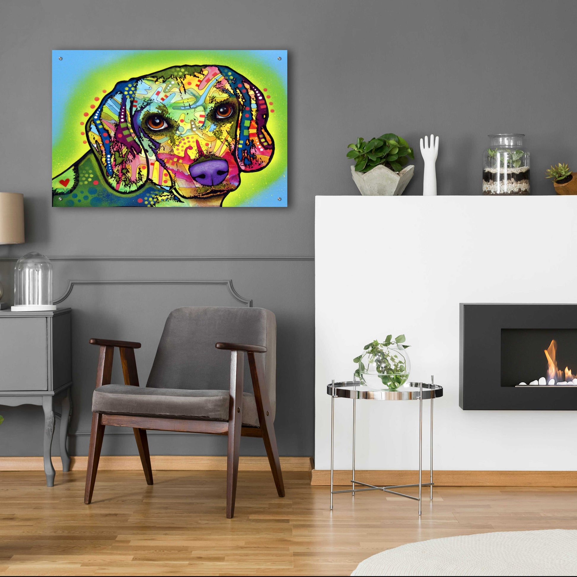 Epic Art 'Beagle' by Dean Russo, Acrylic Glass Wall Art,36x24