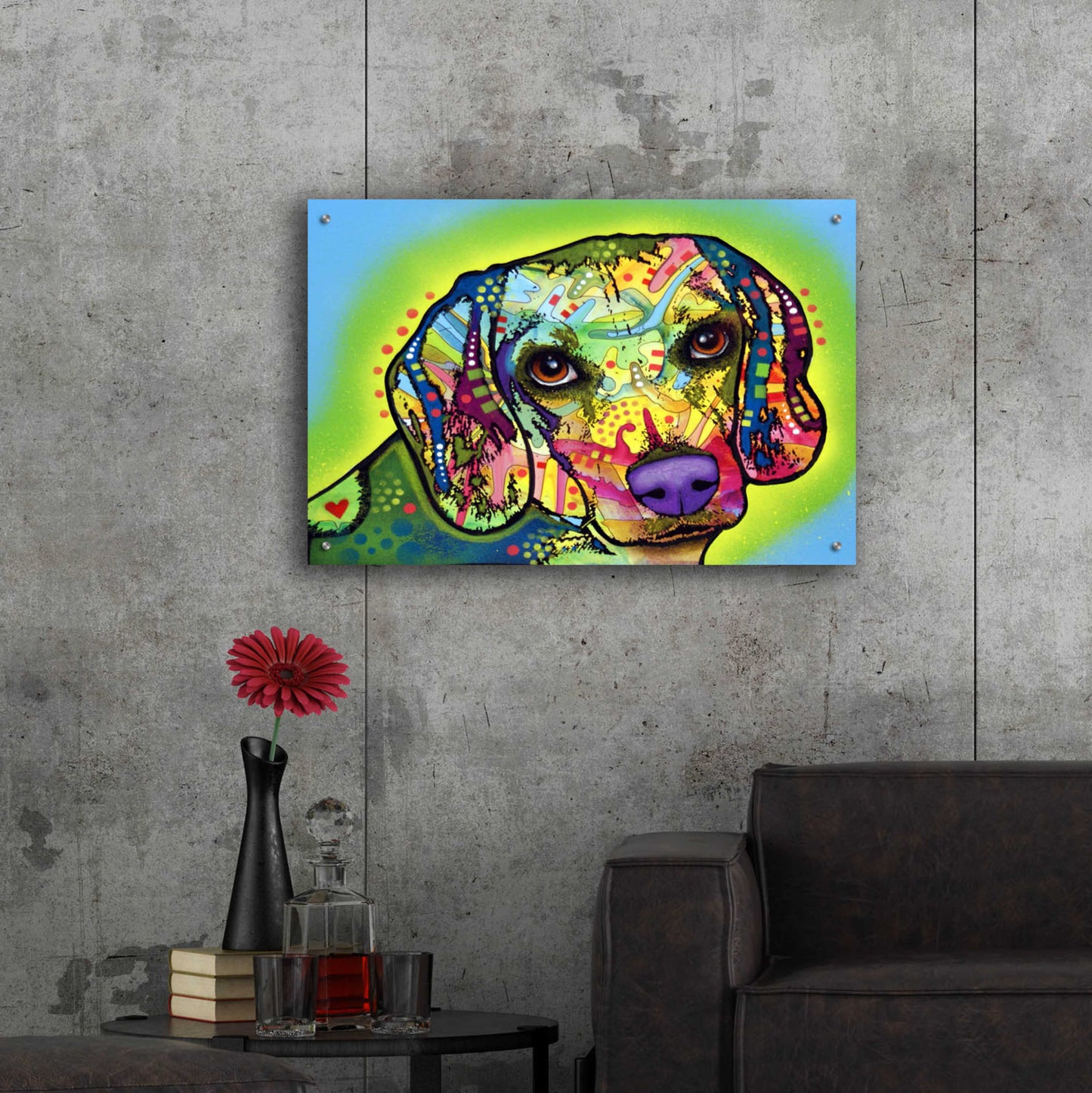 Epic Art 'Beagle' by Dean Russo, Acrylic Glass Wall Art,36x24