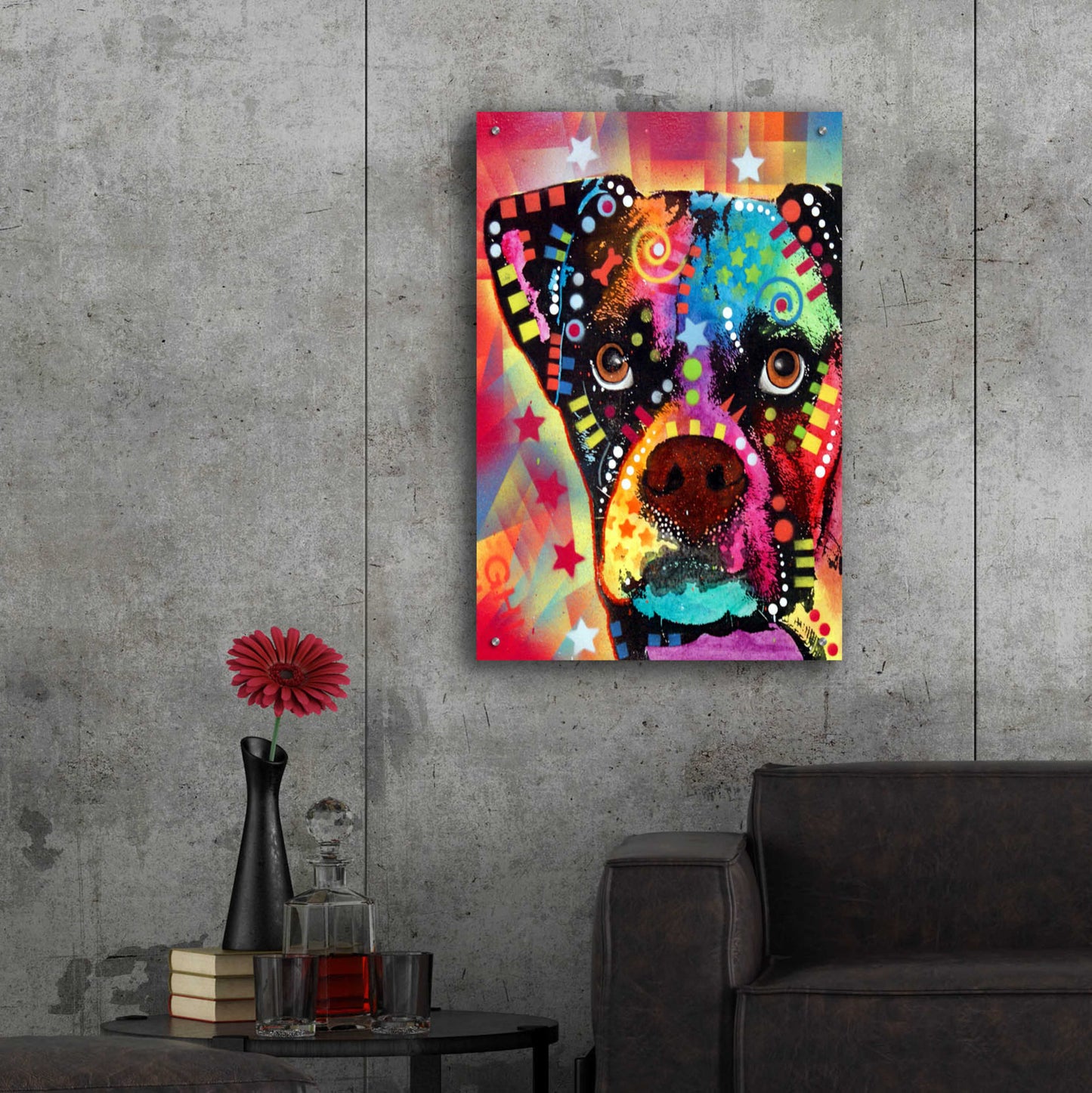 Epic Art 'Boxer Cubism' by Dean Russo, Acrylic Glass Wall Art,24x36