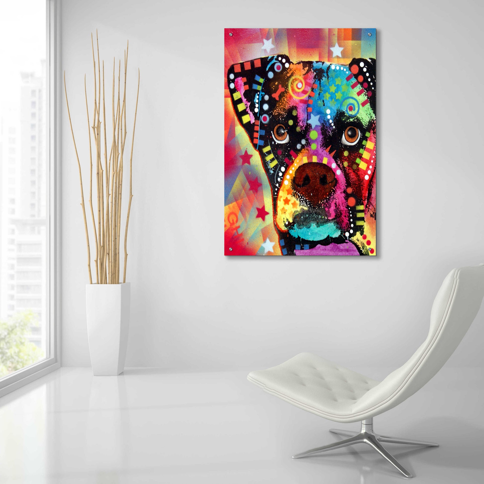 Epic Art 'Boxer Cubism' by Dean Russo, Acrylic Glass Wall Art,24x36