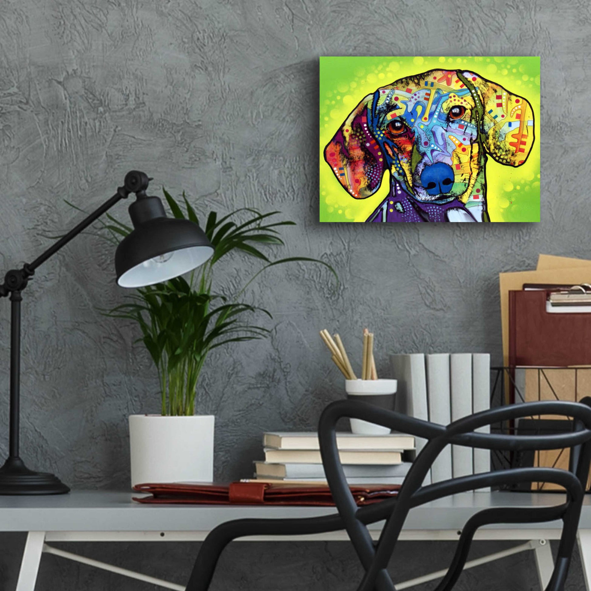 Epic Art 'Dachshund' by Dean Russo, Acrylic Glass Wall Art,16x12