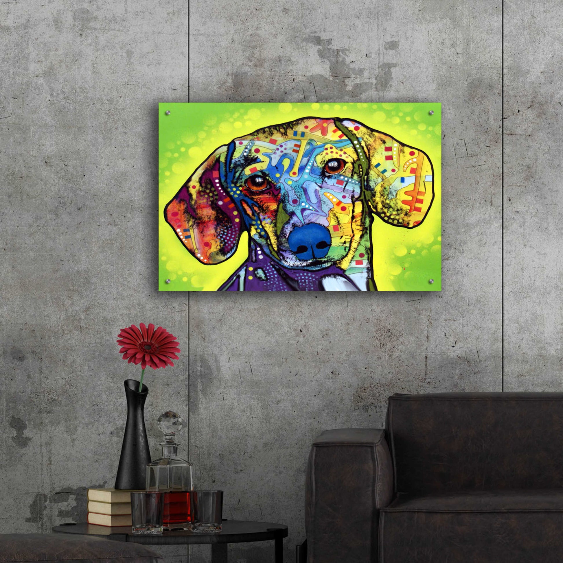 Epic Art 'Dachshund' by Dean Russo, Acrylic Glass Wall Art,36x24