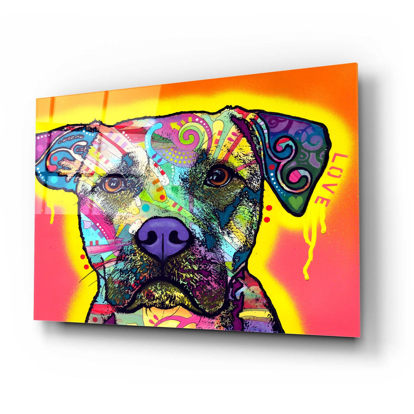 Epic Art 'Drip Love' by Dean Russo, Acrylic Glass Wall Art,24x16