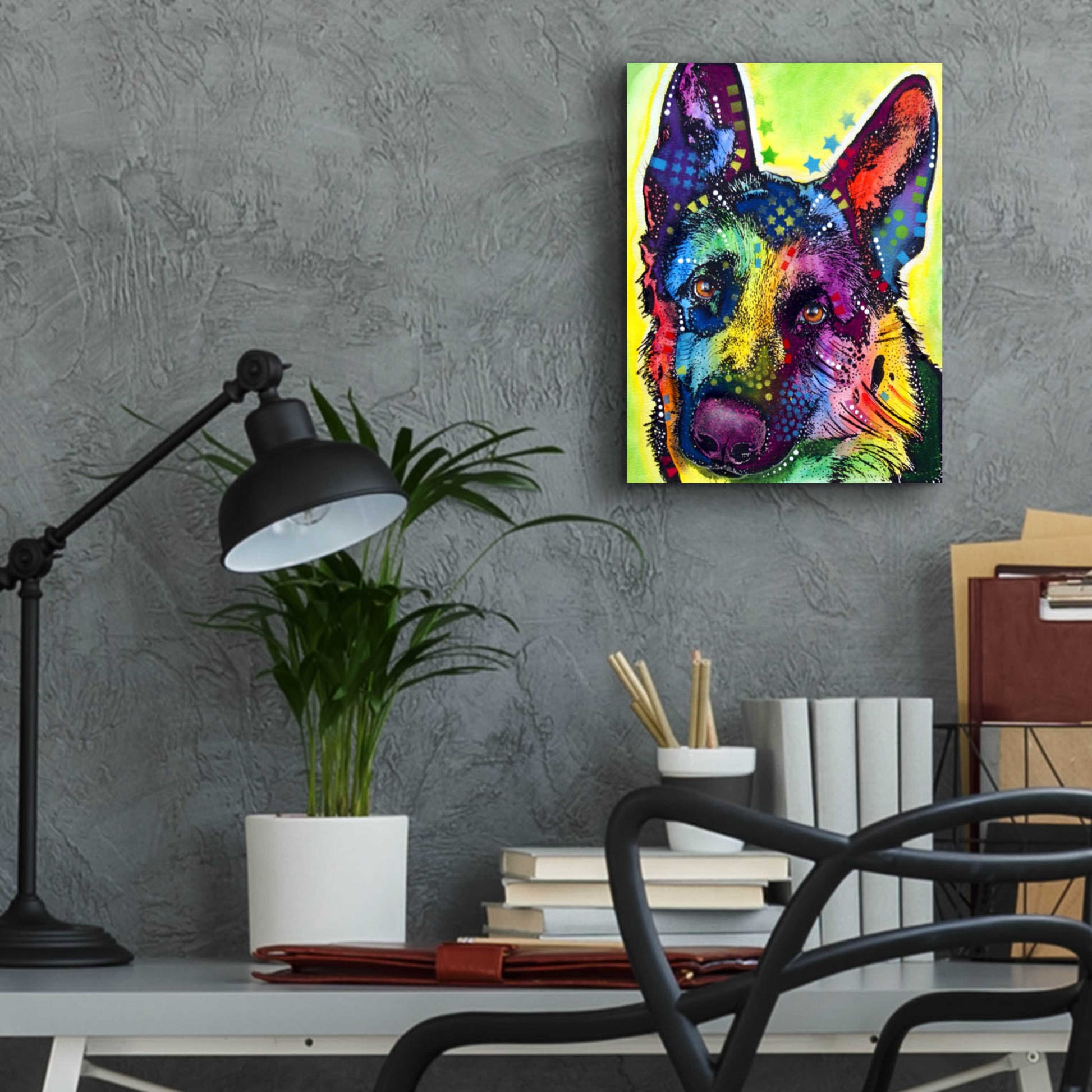 Epic Art 'German Shepherd 1' by Dean Russo, Acrylic Glass Wall Art,12x16