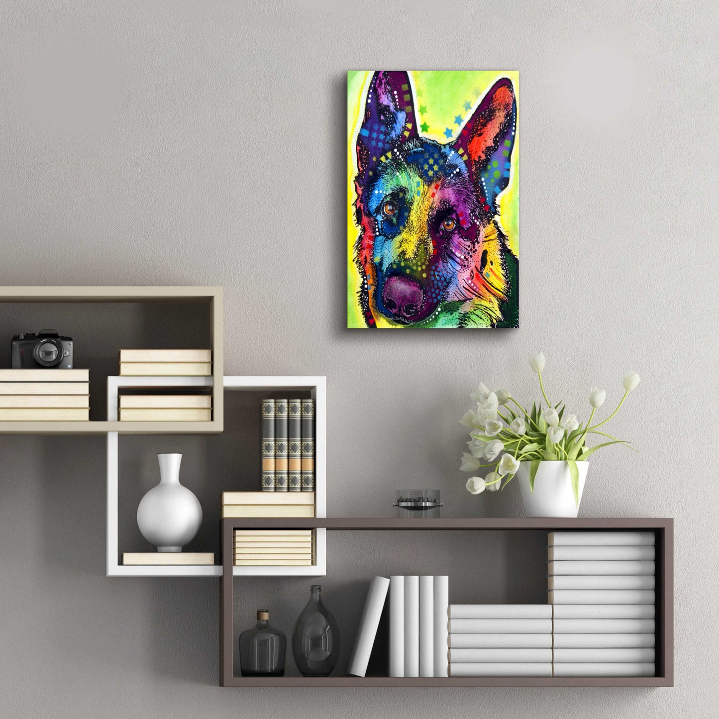 Epic Art 'German Shepherd 1' by Dean Russo, Acrylic Glass Wall Art,16x24