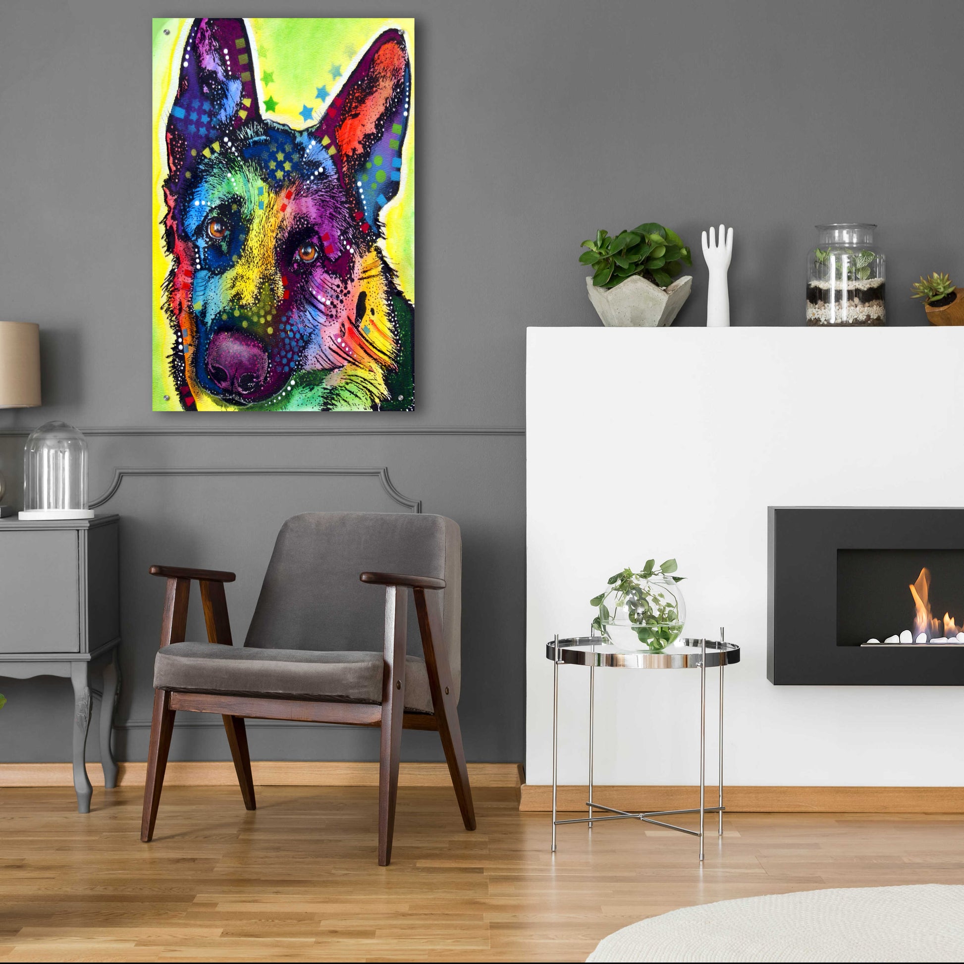 Epic Art 'German Shepherd 1' by Dean Russo, Acrylic Glass Wall Art,24x36