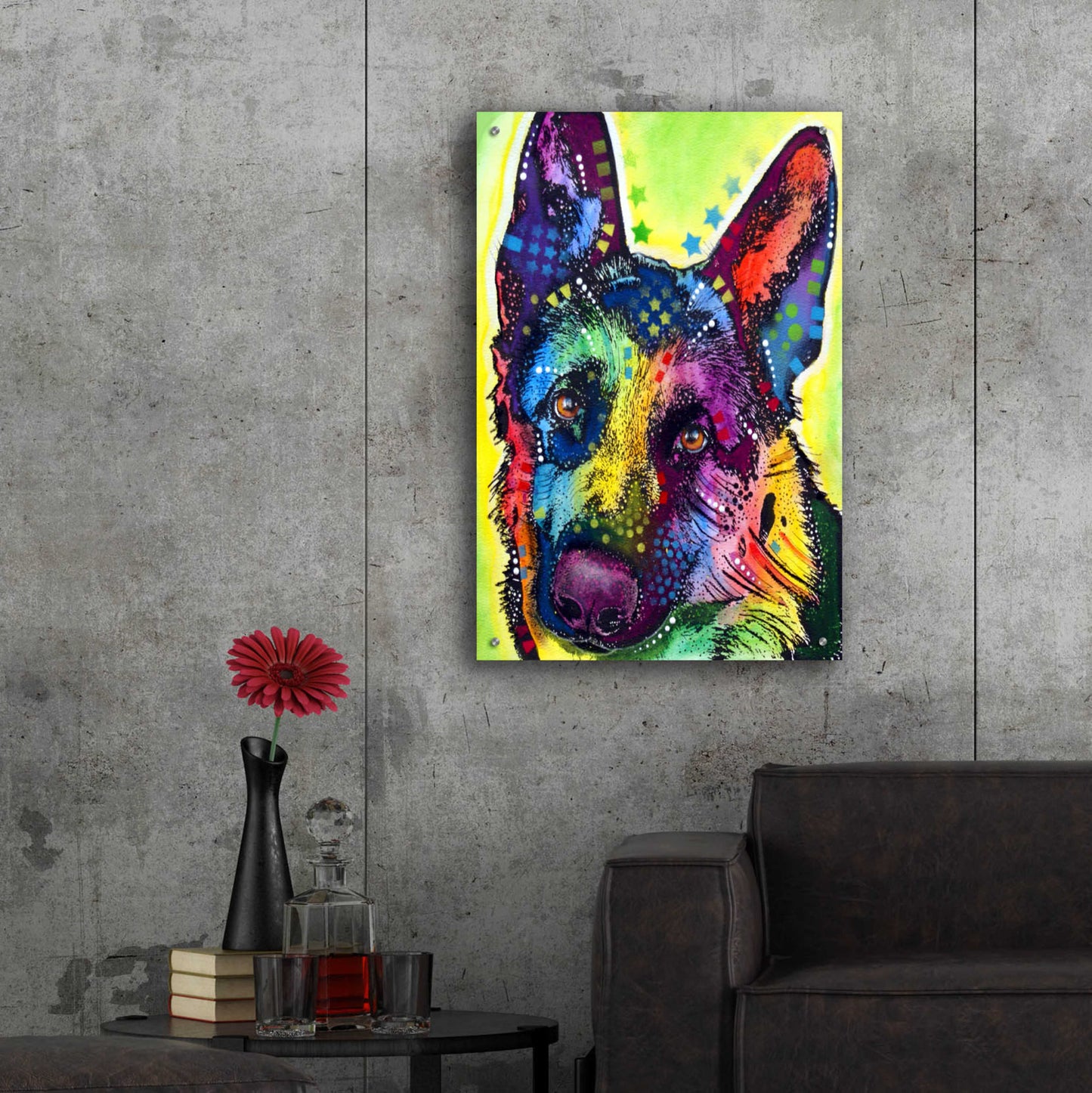 Epic Art 'German Shepherd 1' by Dean Russo, Acrylic Glass Wall Art,24x36