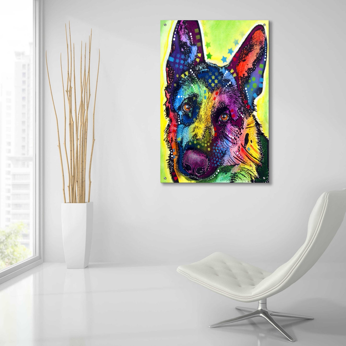 Epic Art 'German Shepherd 1' by Dean Russo, Acrylic Glass Wall Art,24x36