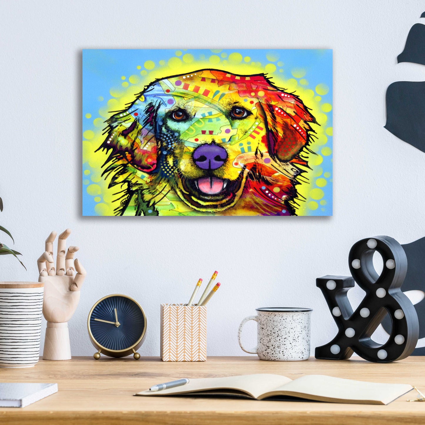 Epic Art 'Golden Retriever' by Dean Russo, Acrylic Glass Wall Art,16x12