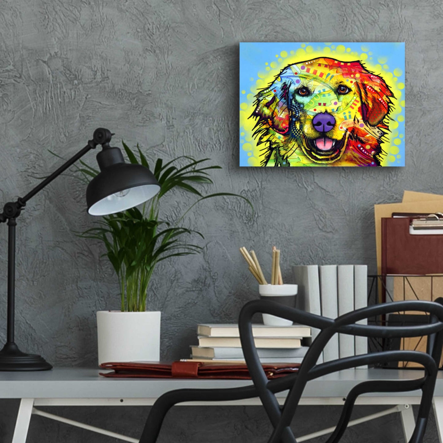 Epic Art 'Golden Retriever' by Dean Russo, Acrylic Glass Wall Art,16x12