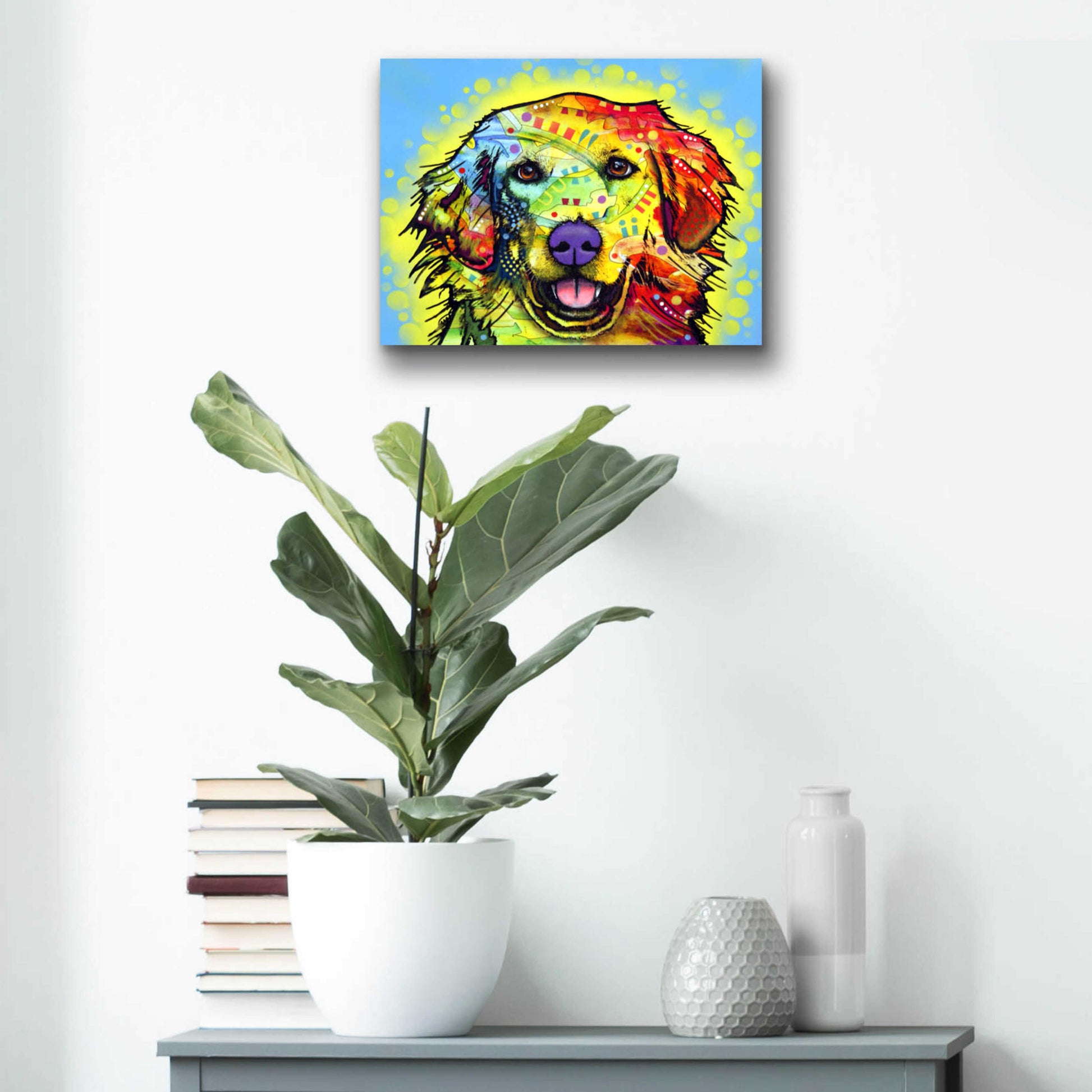 Epic Art 'Golden Retriever' by Dean Russo, Acrylic Glass Wall Art,16x12