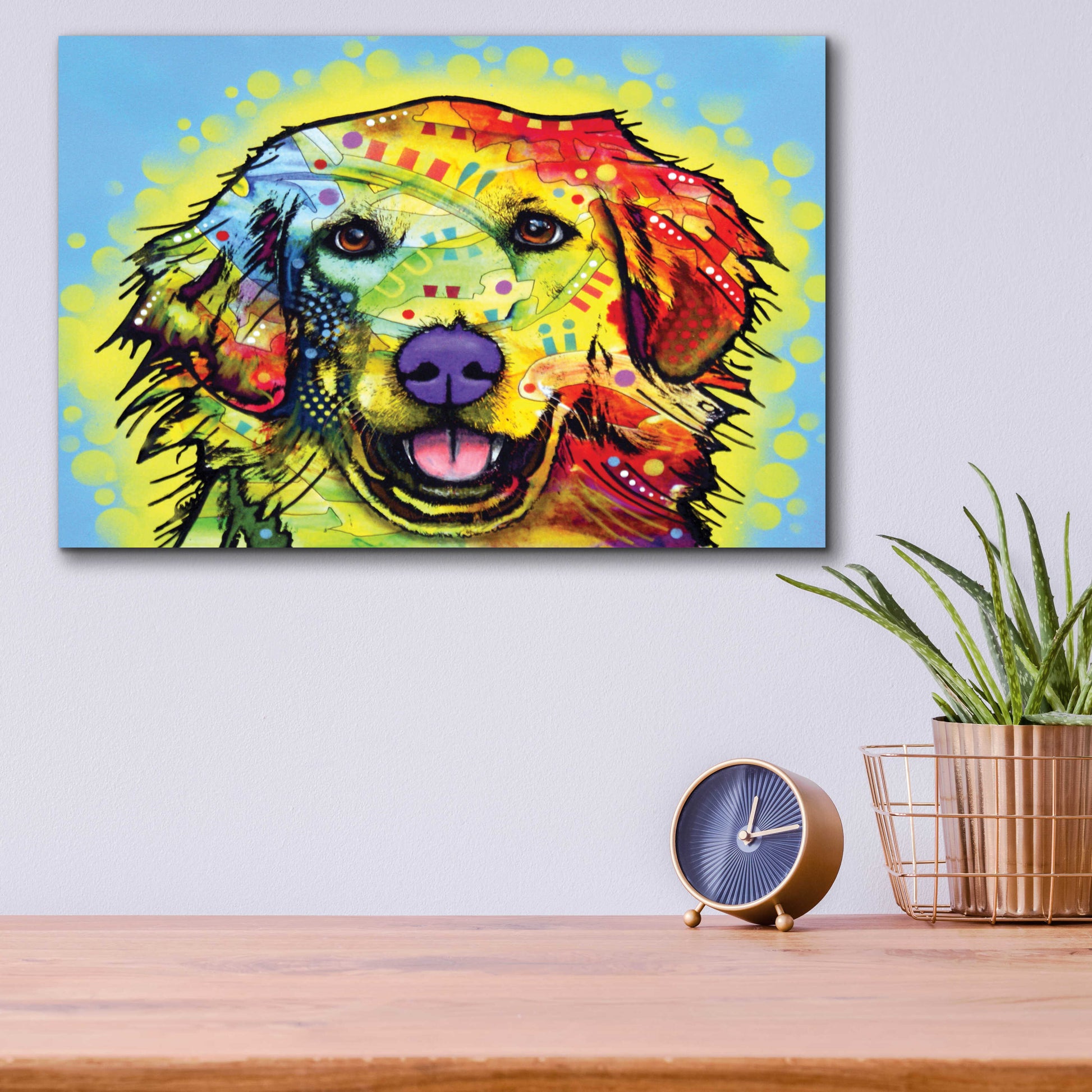 Epic Art 'Golden Retriever' by Dean Russo, Acrylic Glass Wall Art,16x12