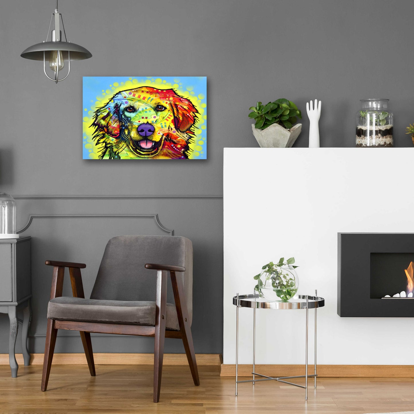 Epic Art 'Golden Retriever' by Dean Russo, Acrylic Glass Wall Art,24x16