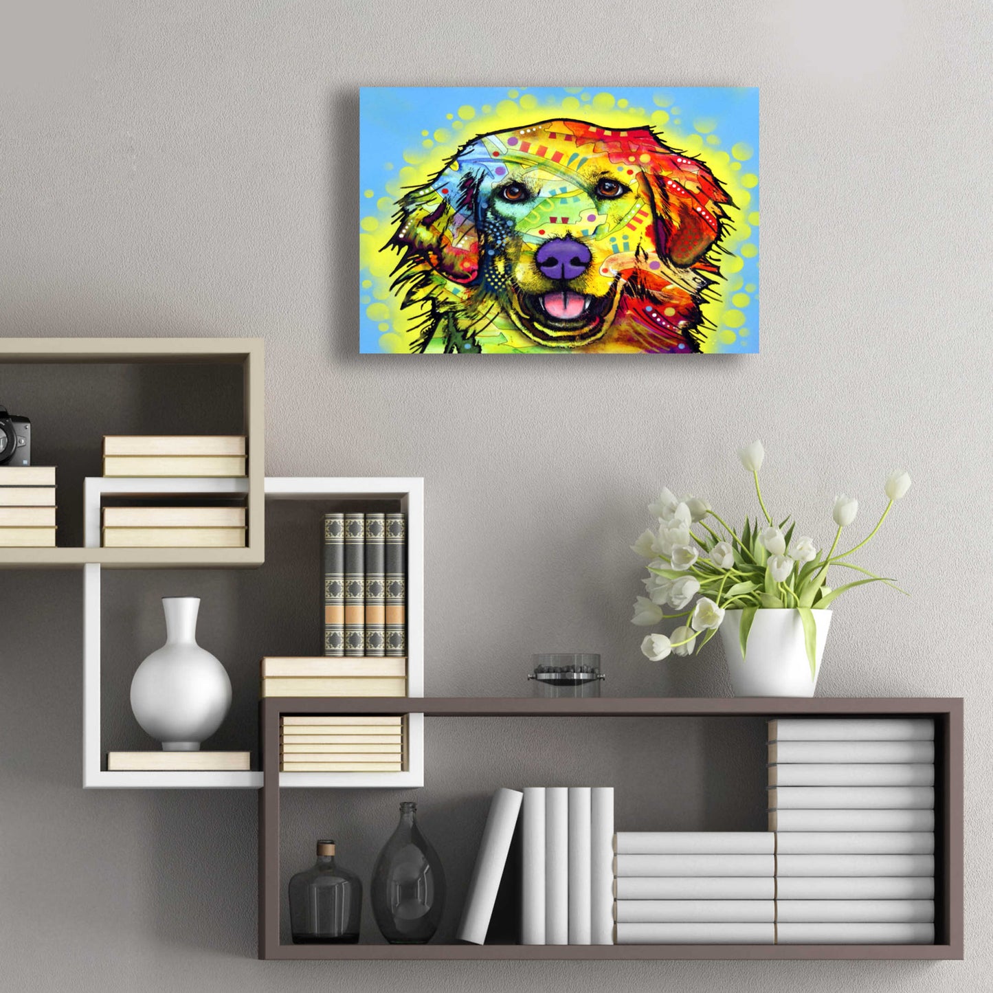 Epic Art 'Golden Retriever' by Dean Russo, Acrylic Glass Wall Art,24x16