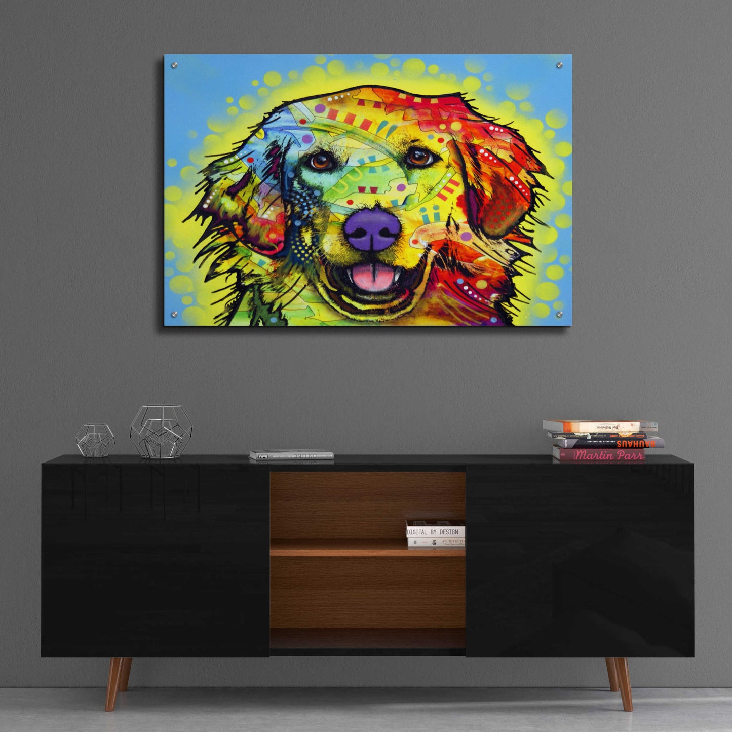 Epic Art 'Golden Retriever' by Dean Russo, Acrylic Glass Wall Art,36x24