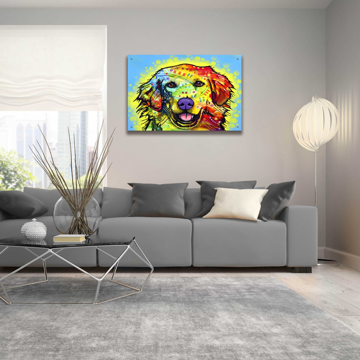 Epic Art 'Golden Retriever' by Dean Russo, Acrylic Glass Wall Art,36x24