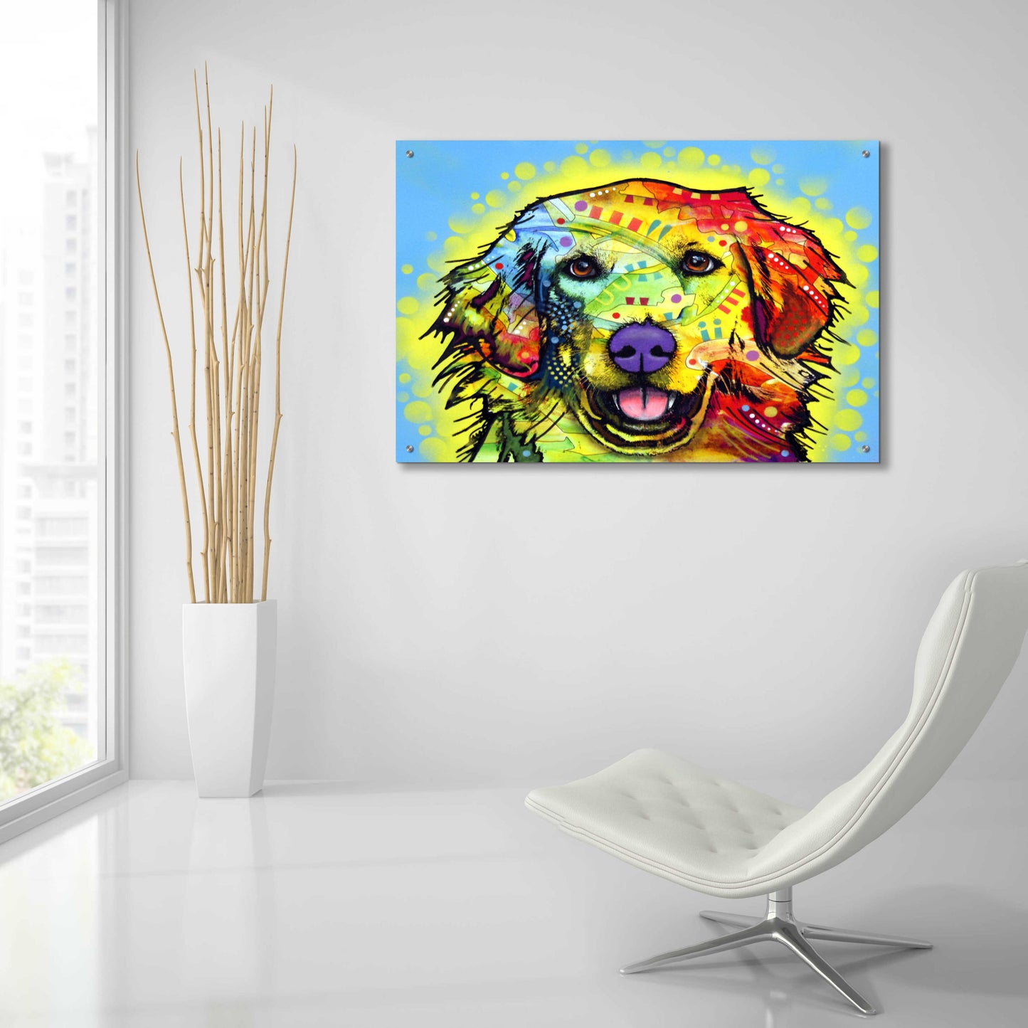 Epic Art 'Golden Retriever' by Dean Russo, Acrylic Glass Wall Art,36x24