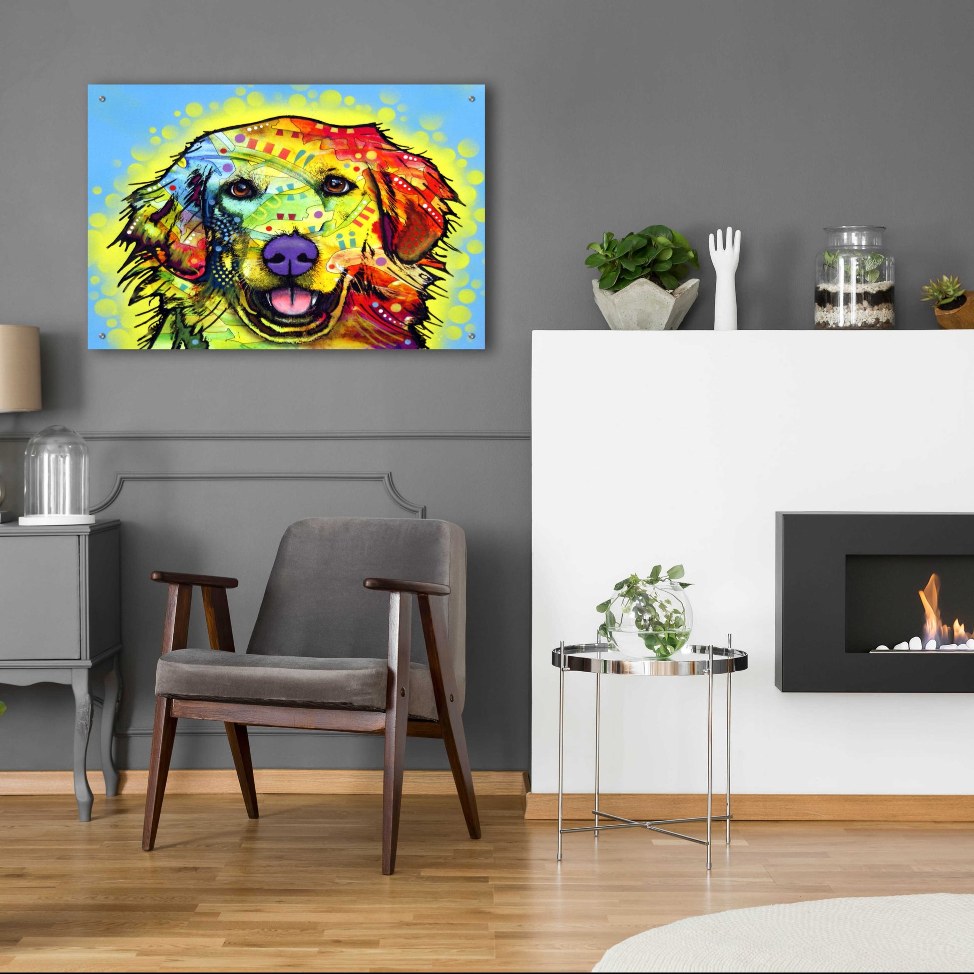 Epic Art 'Golden Retriever' by Dean Russo, Acrylic Glass Wall Art,36x24