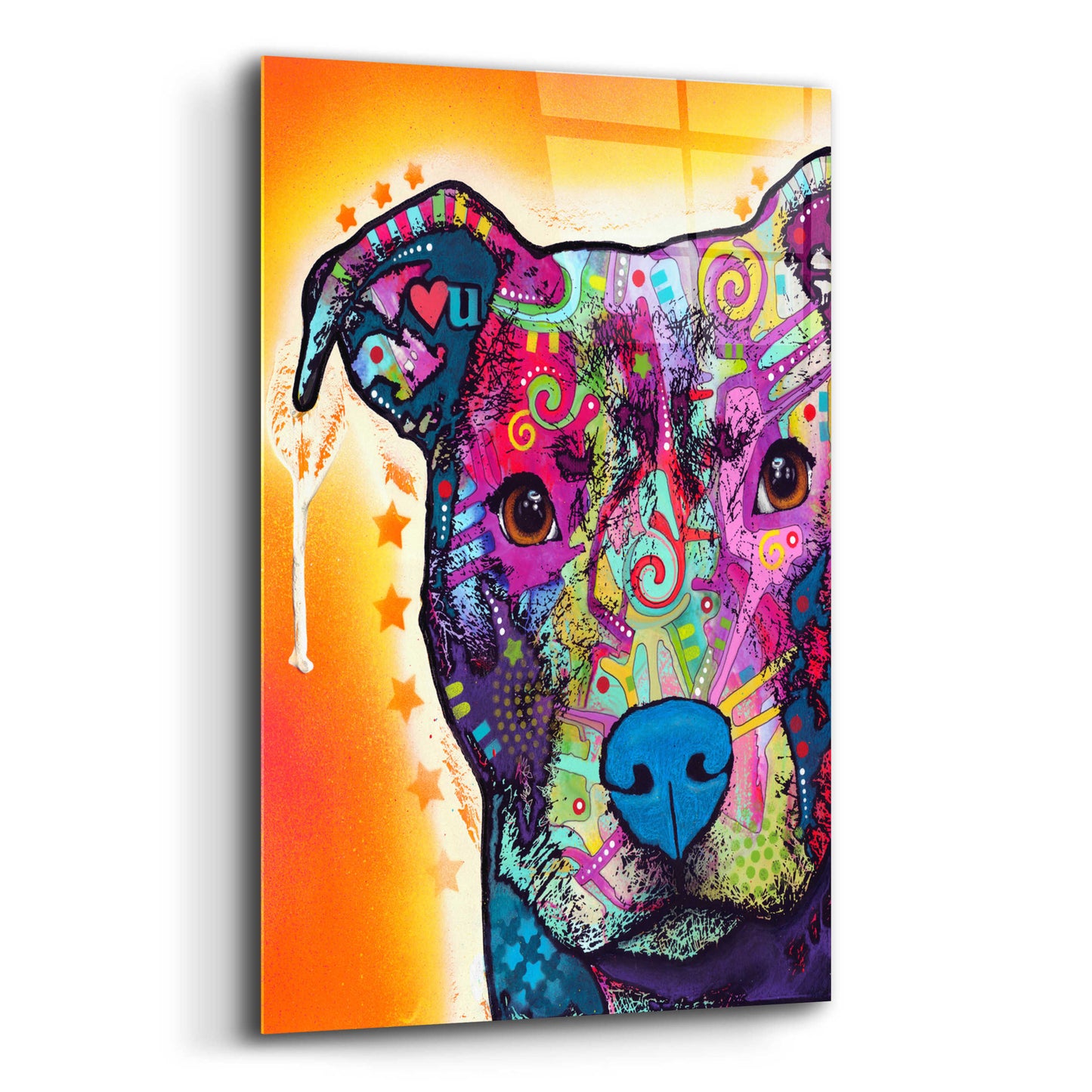 Epic Art 'Heart U Pit Bull' by Dean Russo, Acrylic Glass Wall Art,12x16