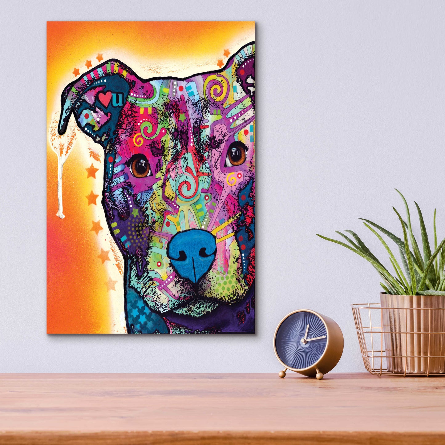 Epic Art 'Heart U Pit Bull' by Dean Russo, Acrylic Glass Wall Art,12x16