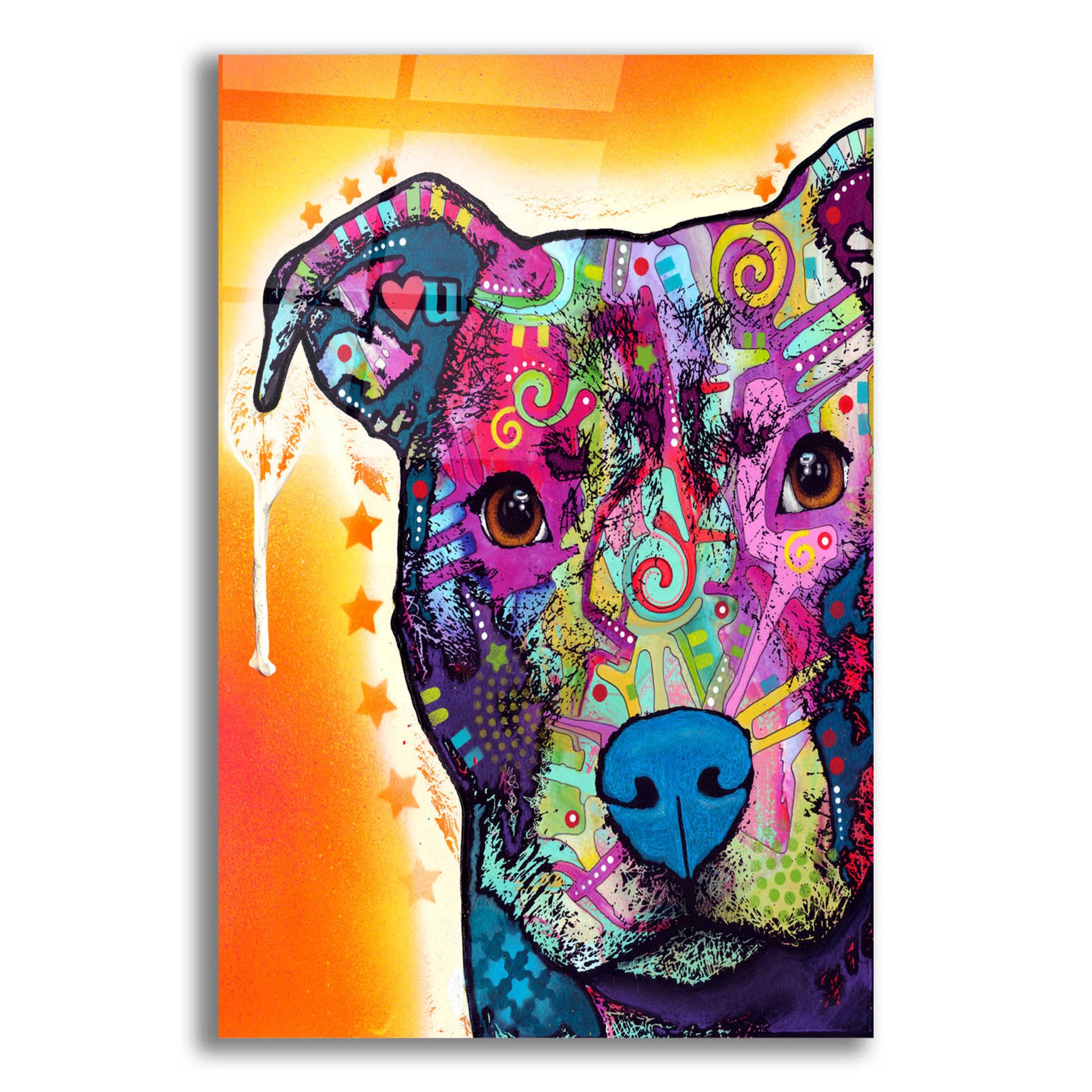 Epic Art 'Heart U Pit Bull' by Dean Russo, Acrylic Glass Wall Art,12x16