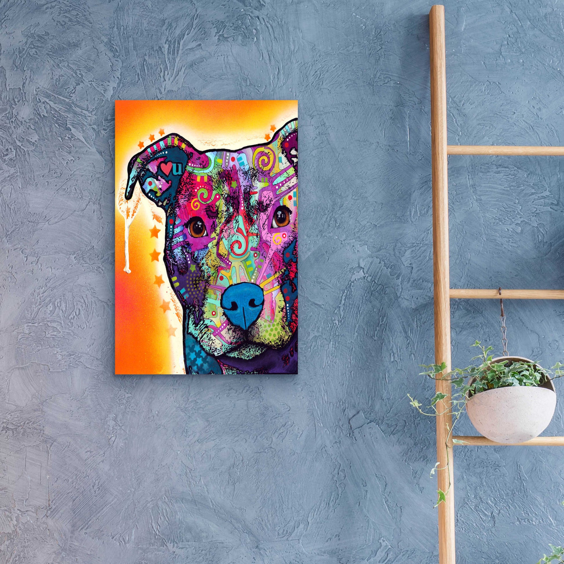 Epic Art 'Heart U Pit Bull' by Dean Russo, Acrylic Glass Wall Art,16x24