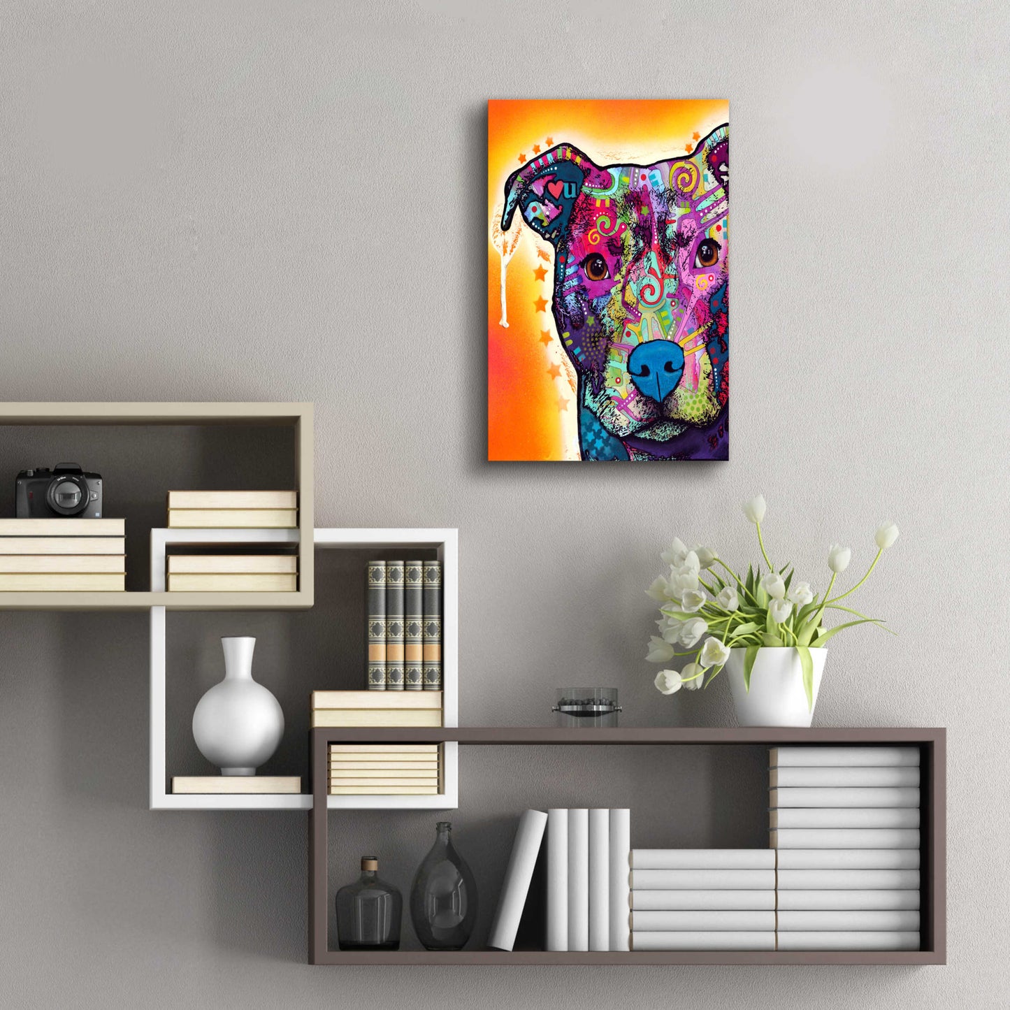 Epic Art 'Heart U Pit Bull' by Dean Russo, Acrylic Glass Wall Art,16x24